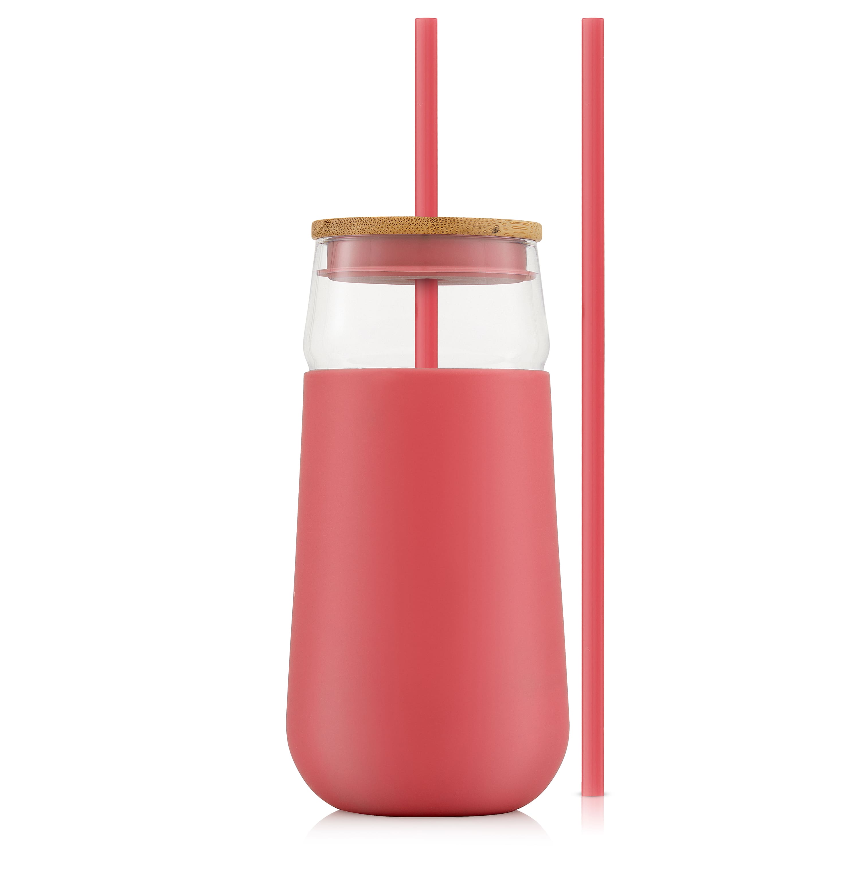 JoyJolt® 20oz. Glass Tumbler with Straws & Silicone Sleeve