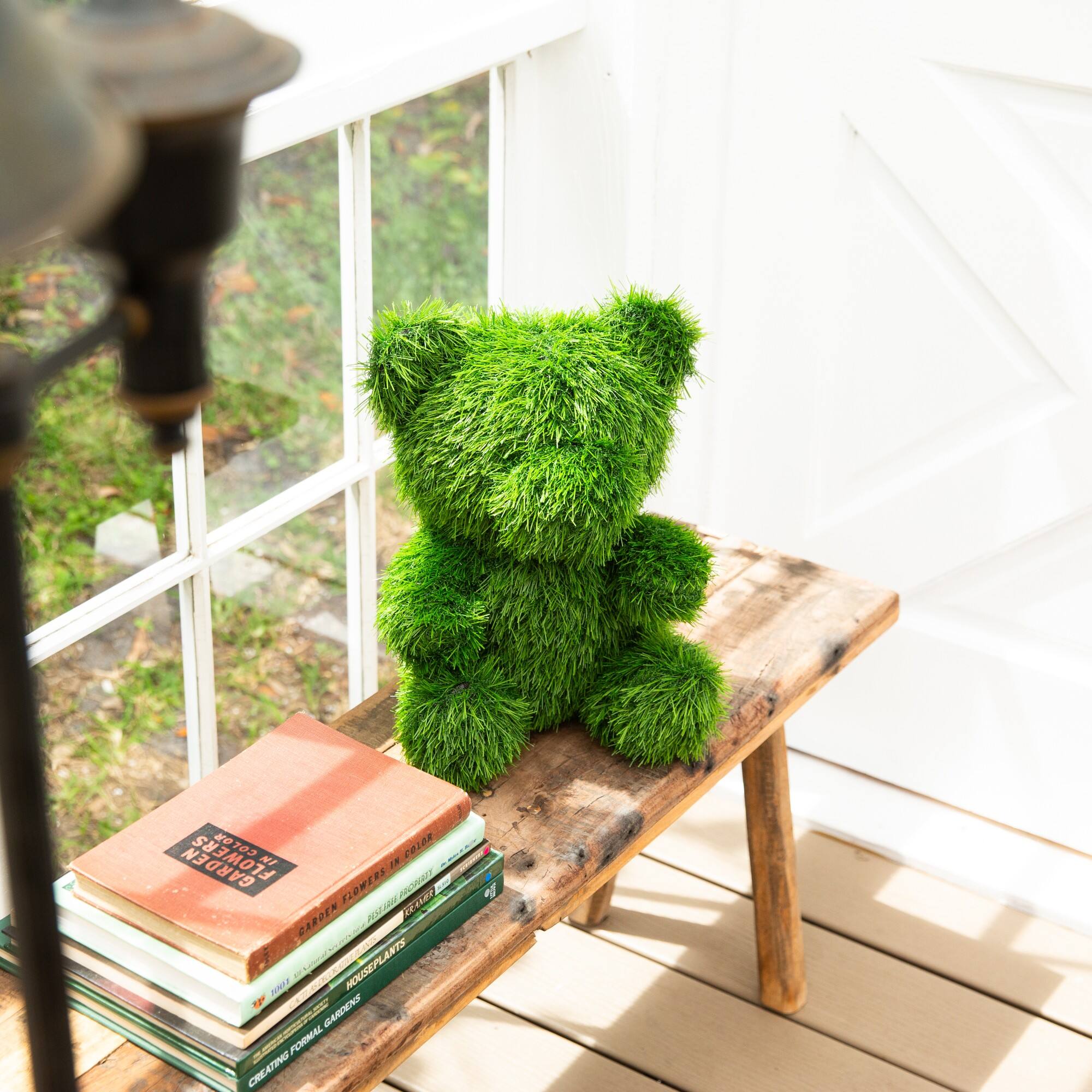 14in. UV Resistant Artificial Grass Garden Plush Topiary Bear (Indoor/Outdoor)