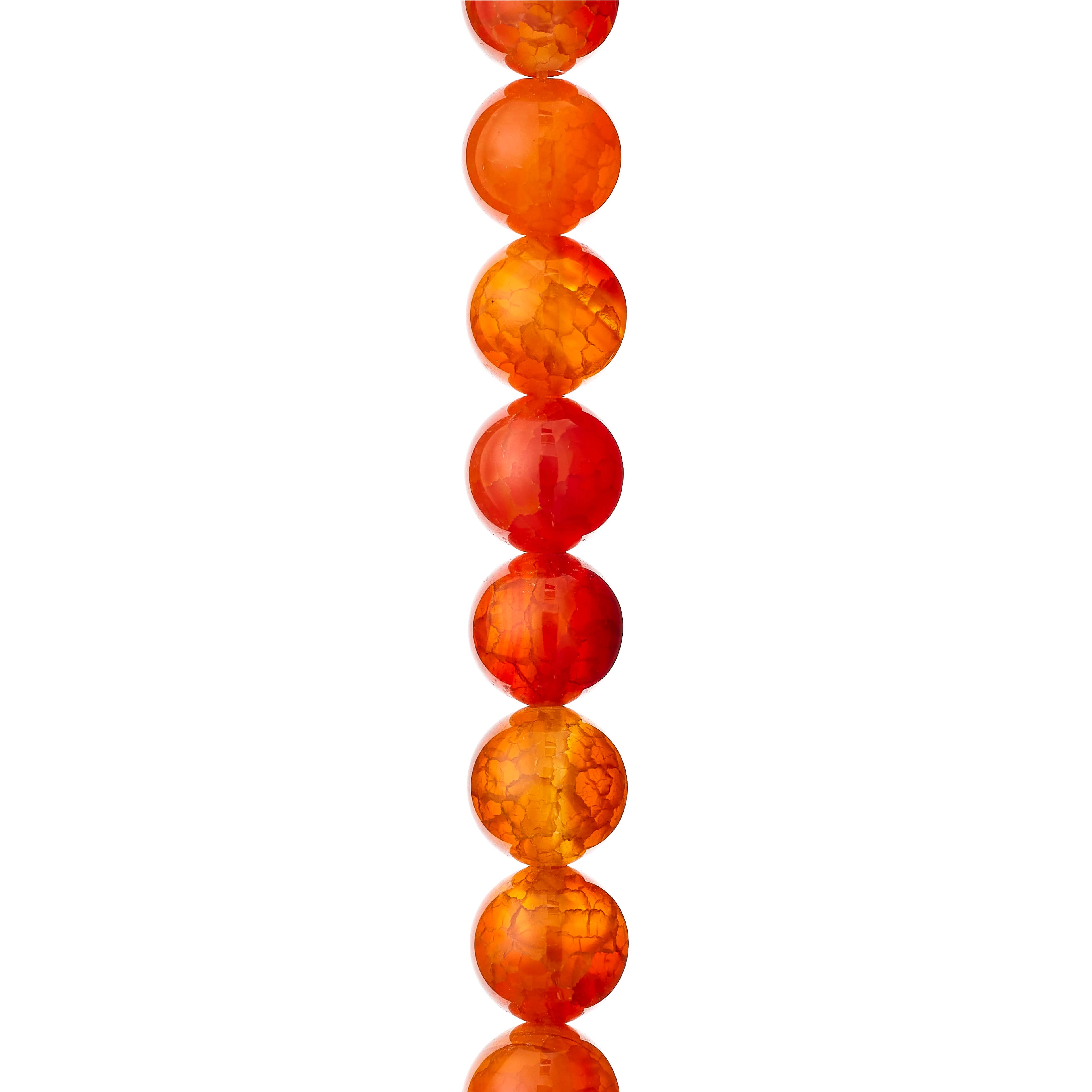 12 Pack: Amber Dyed Fire Agate Round Beads, 10mm by Bead Landing™
