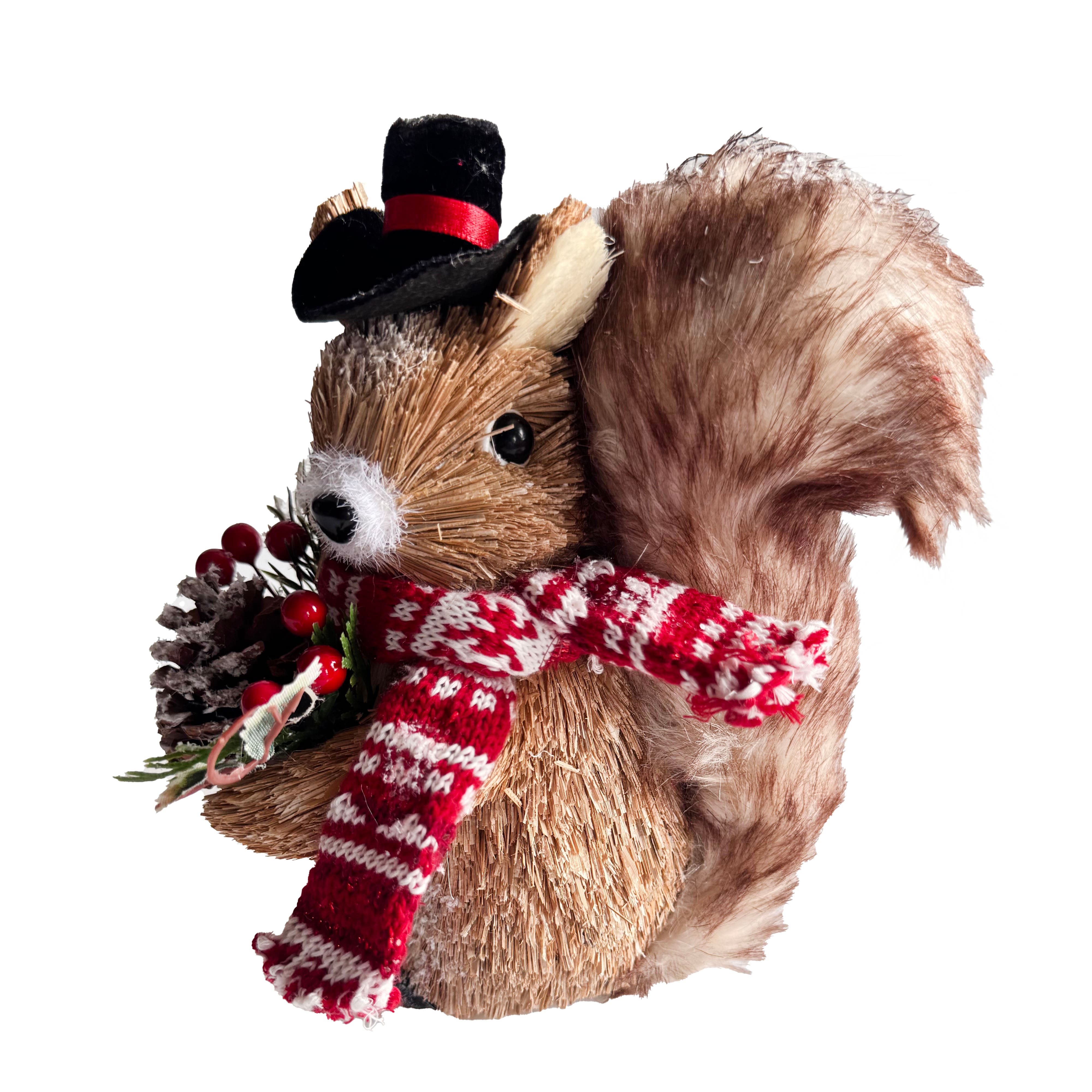 7" Squirrel with Top Hat & Scarf Natural Décor by Ashland®