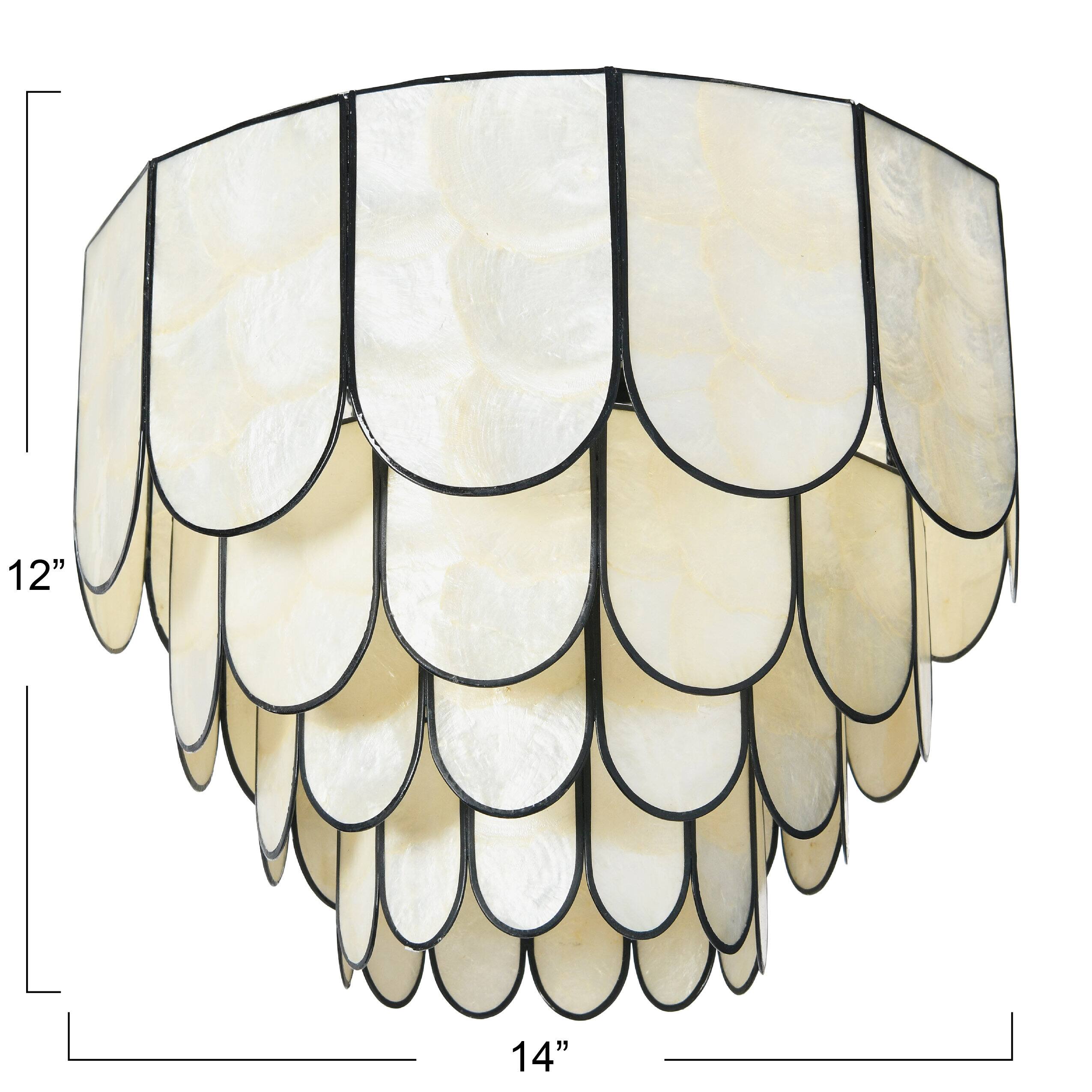Hello Honey&#xAE; 14&#x22; Round 4-Tier Capiz &#x26; Metal Flush Mount Ceiling Light