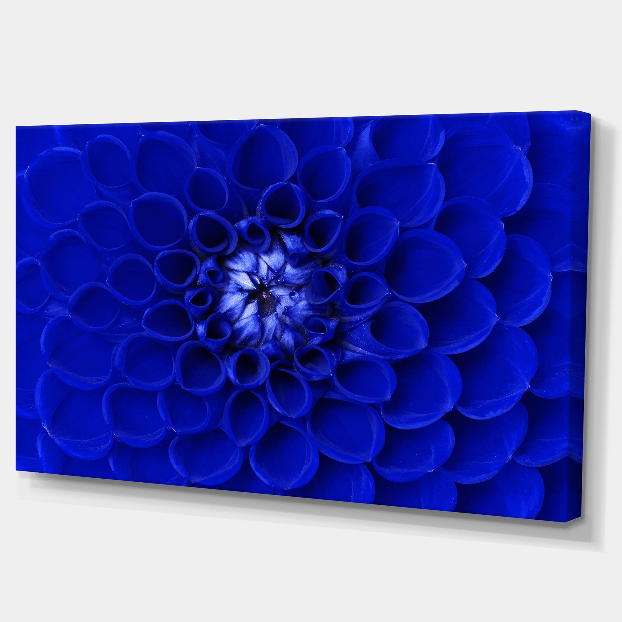 Designart - Abstract Blue Flower Design - Floral Canvas Art Print