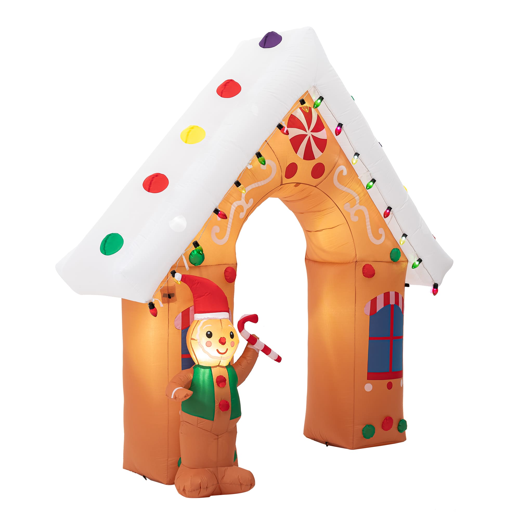 Glitzhome&#xAE; 8ft. LED Lighted Gingerbread House Inflatable D&#xE9;cor