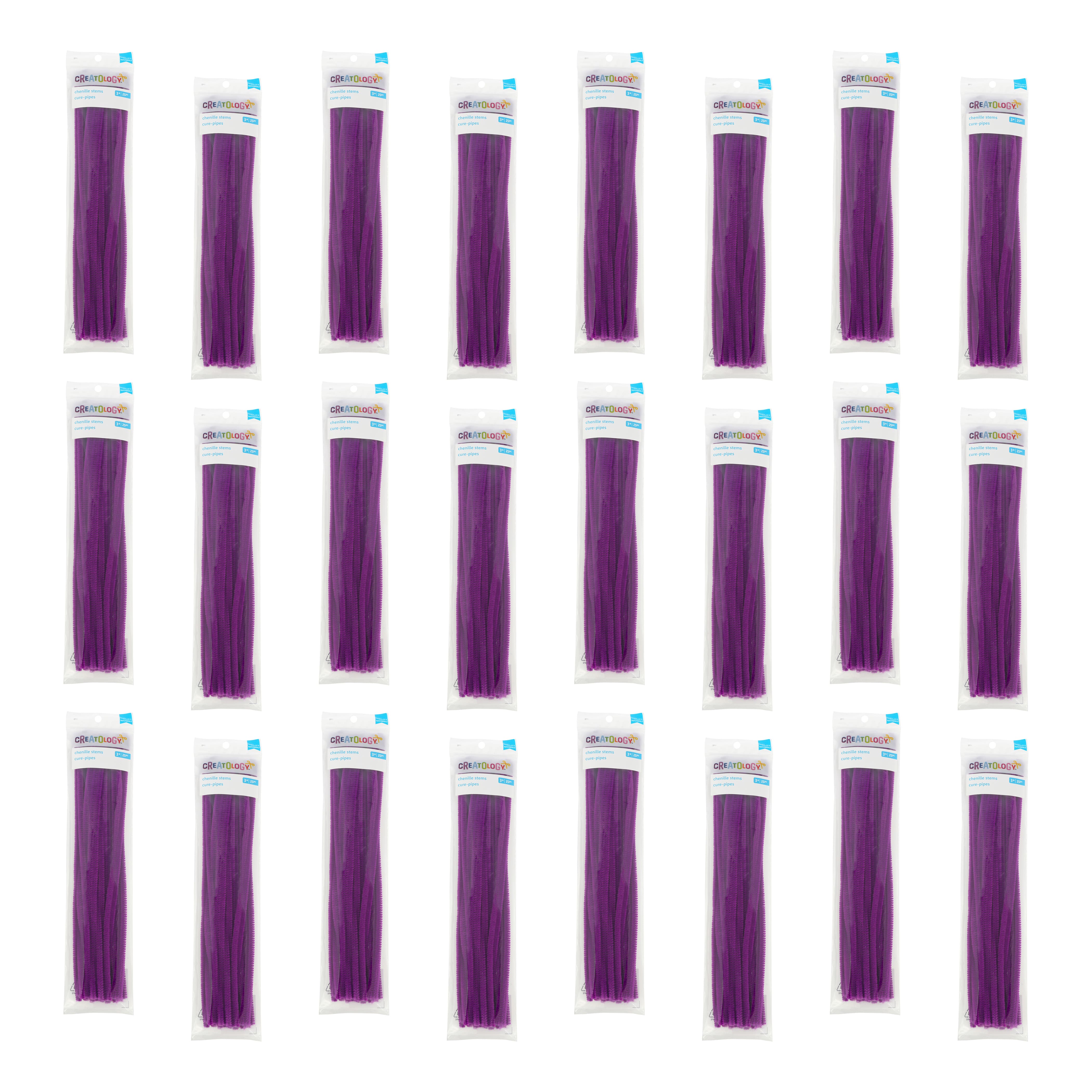 24 Packs: 25 ct. (600 total) Purple Chenille Pipe Cleaners by Creatology&#x2122;