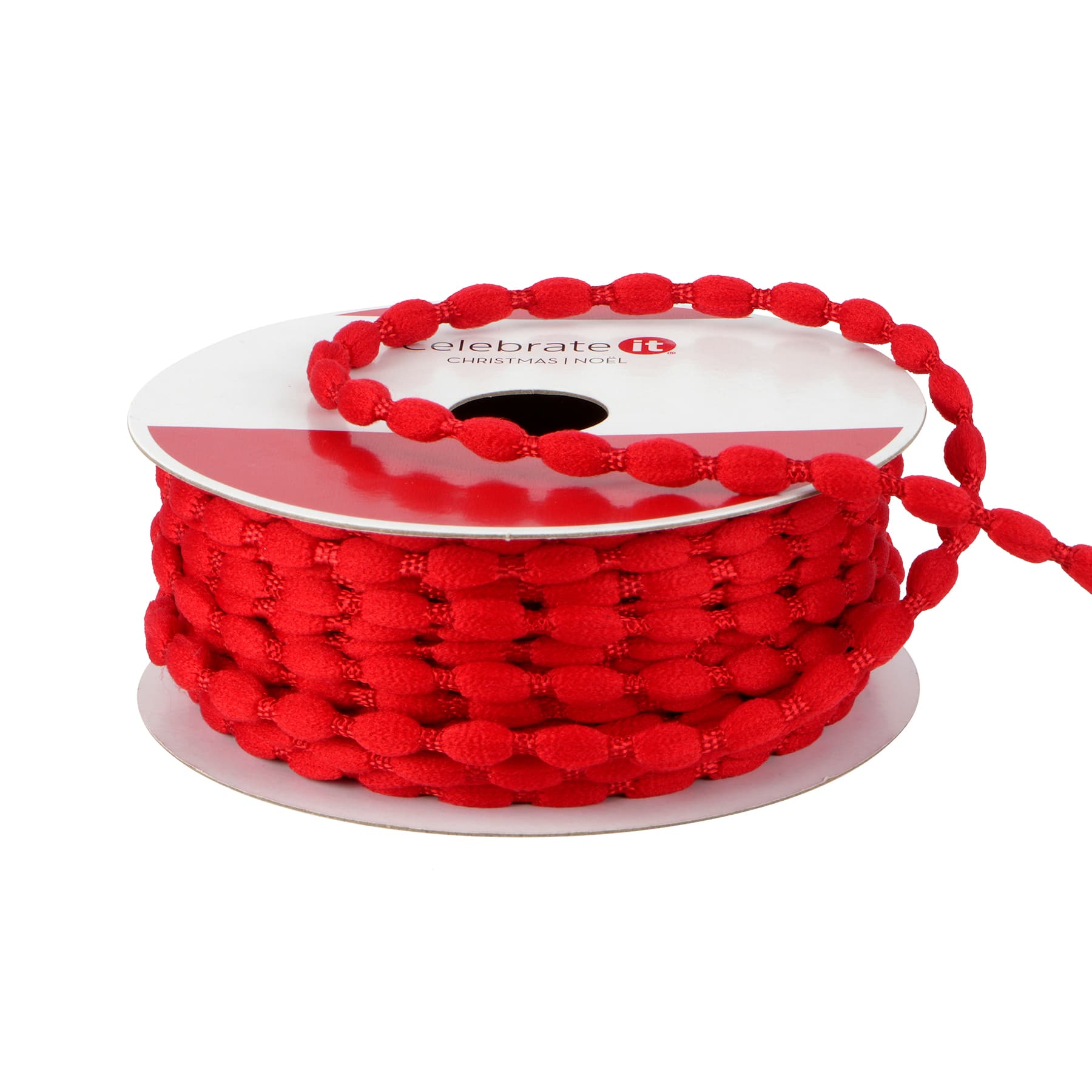 3/16&#x22; x 30ft. Red Pom Pom Trim Ribbon by Celebrate It&#xAE;