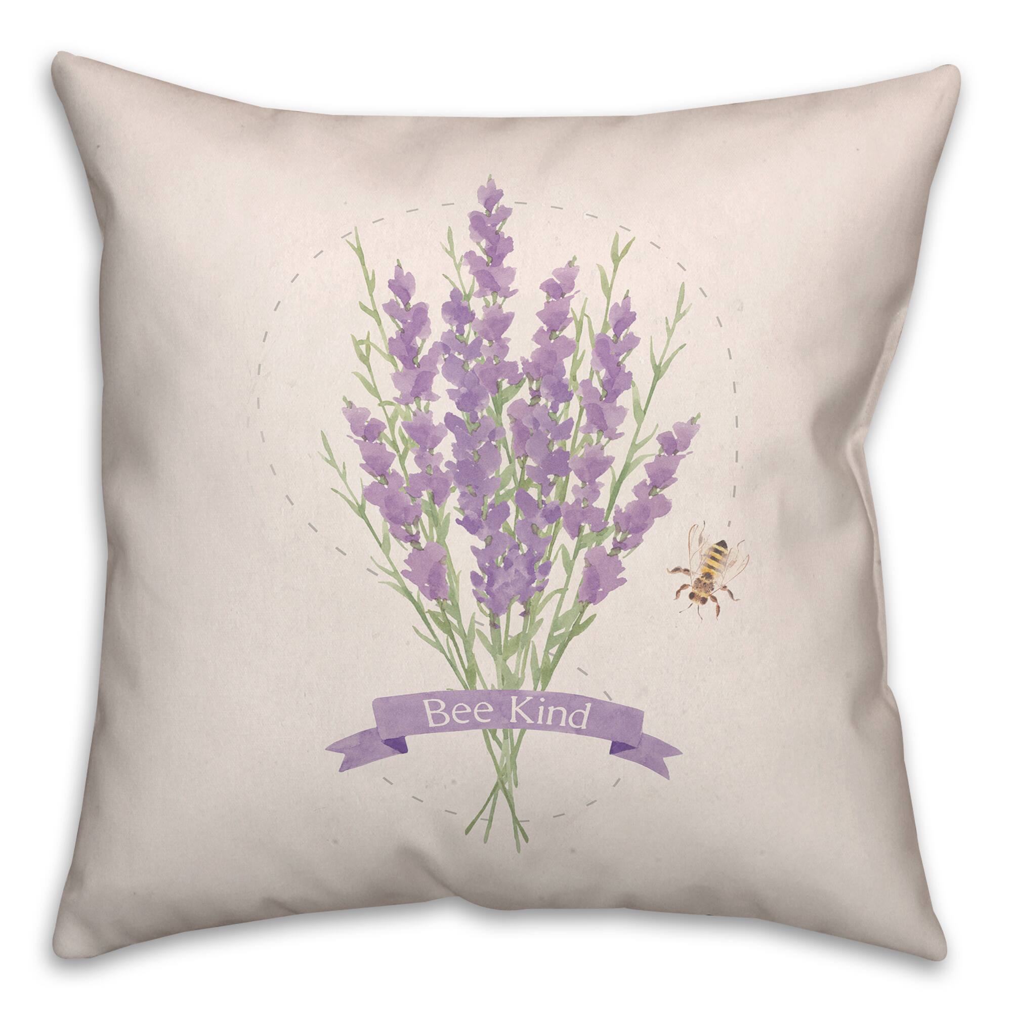 Bee Kind Lavendar 18" x 18" Throw Pillow
