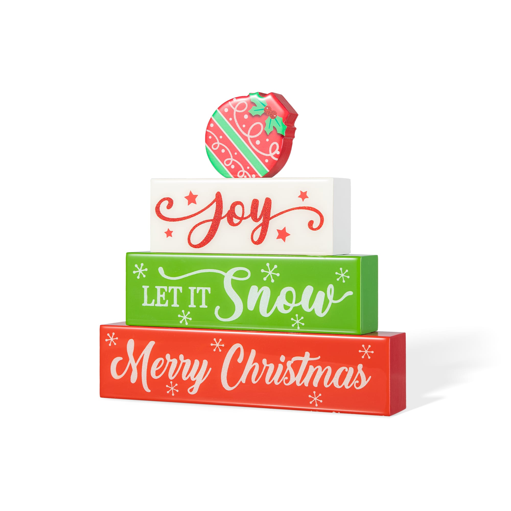 Glitzhome® 9.5" Christmas Wooden Block Word Sign