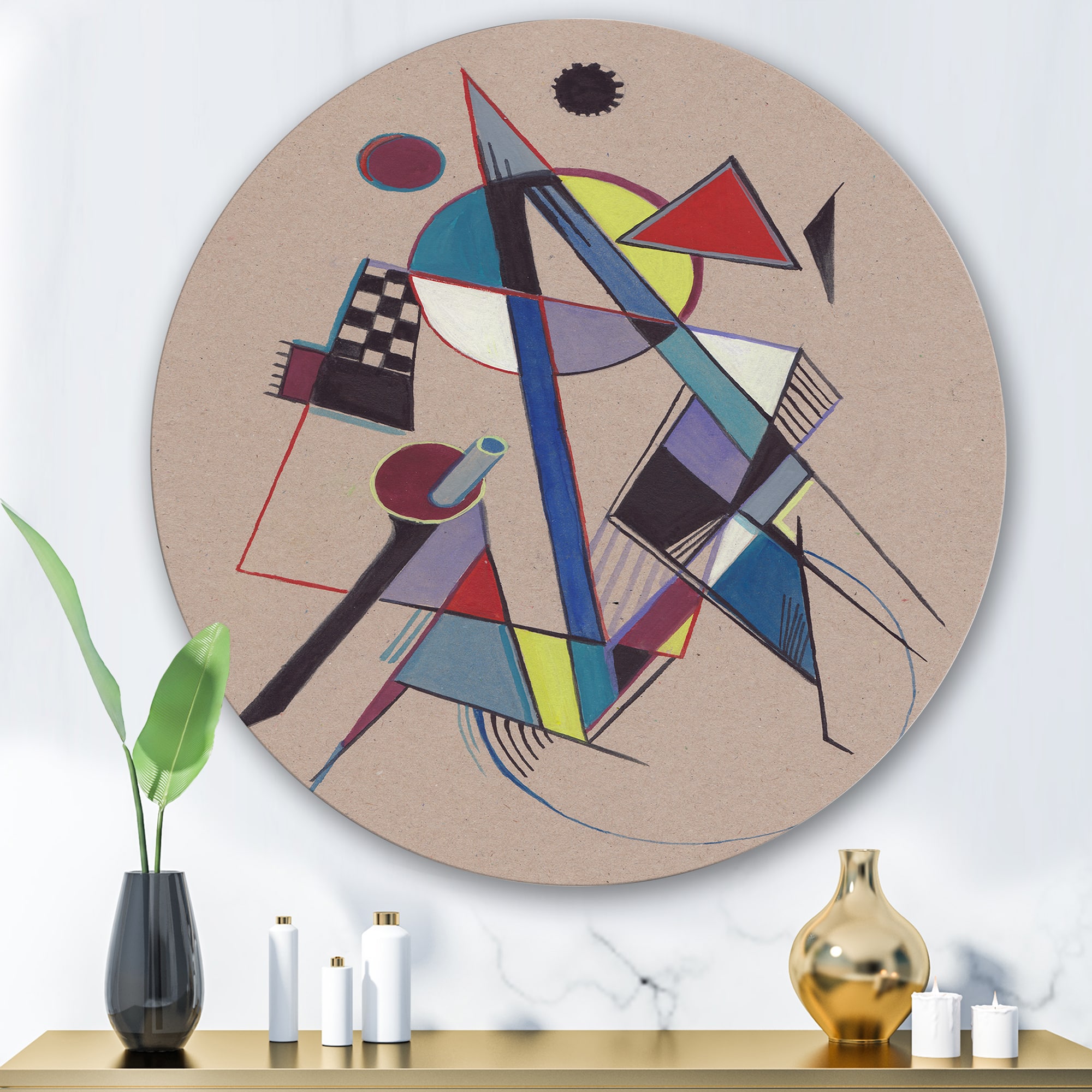 Designart - Colored Geometric Abstract Compositions III - Modern Metal Circle Wall Art