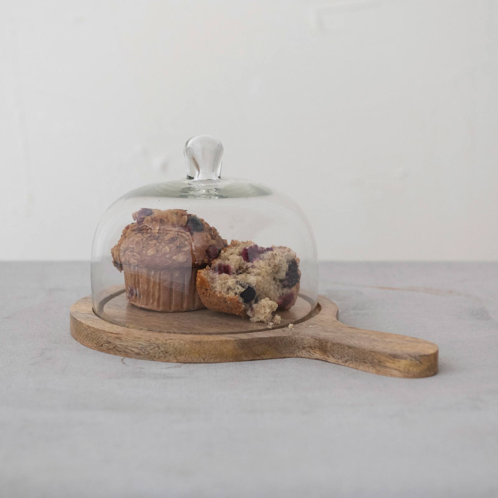 Hello Honey&#xAE; Mango Wood Serving Tray with Glass Cloche Set