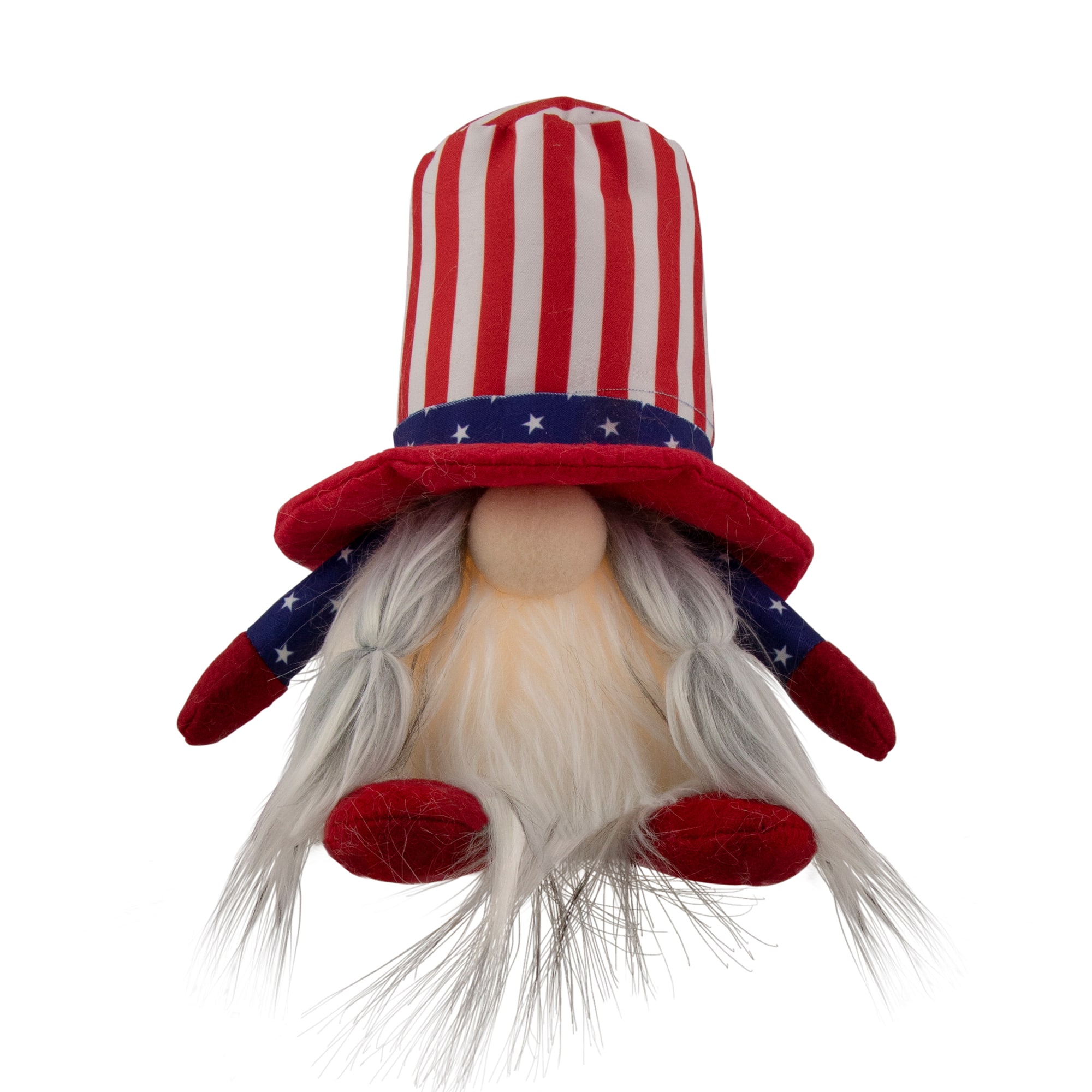 6" Lighted Americana Girl 4th of July Patriotic Gnome