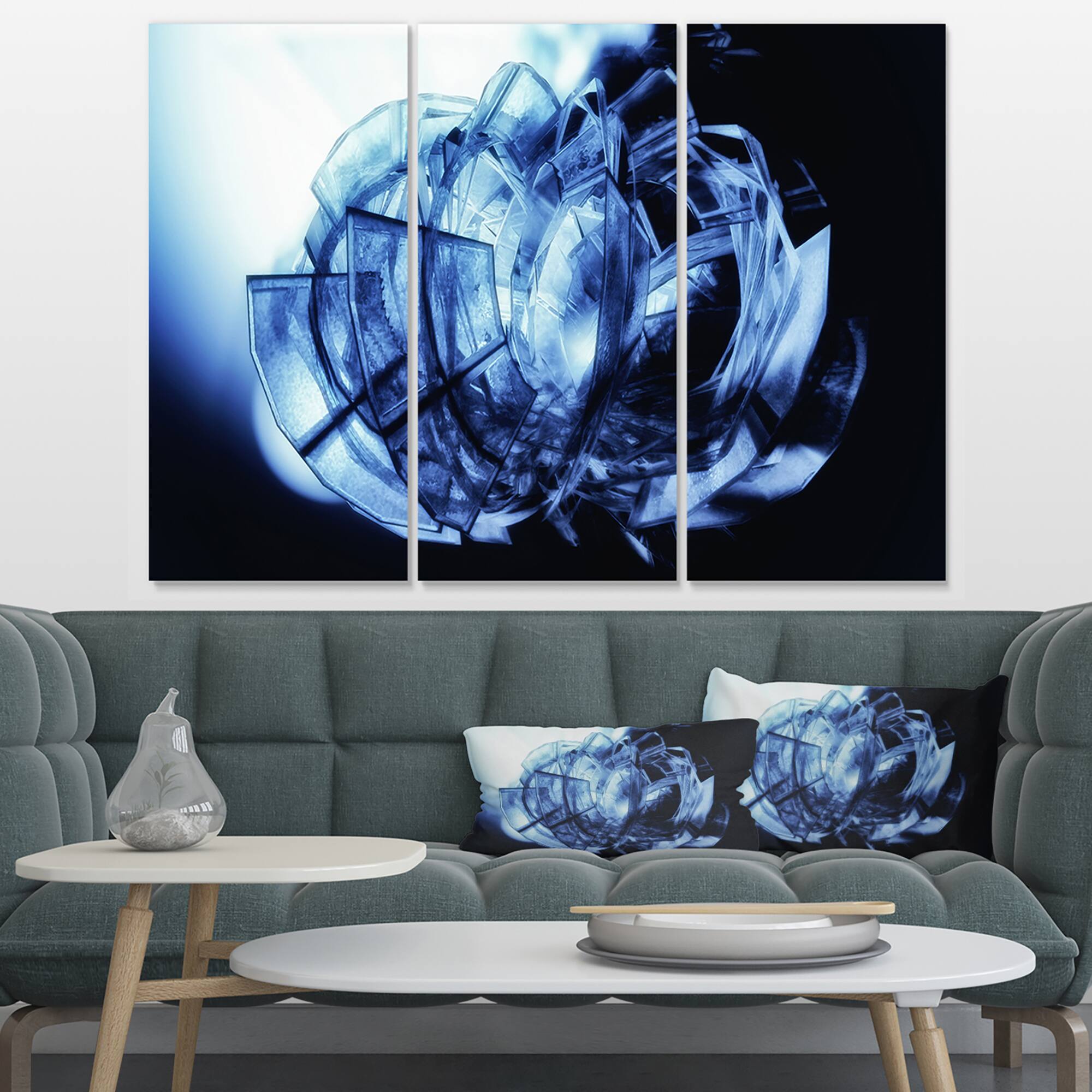 Designart - Fractal 3D Blue Glass Pattern