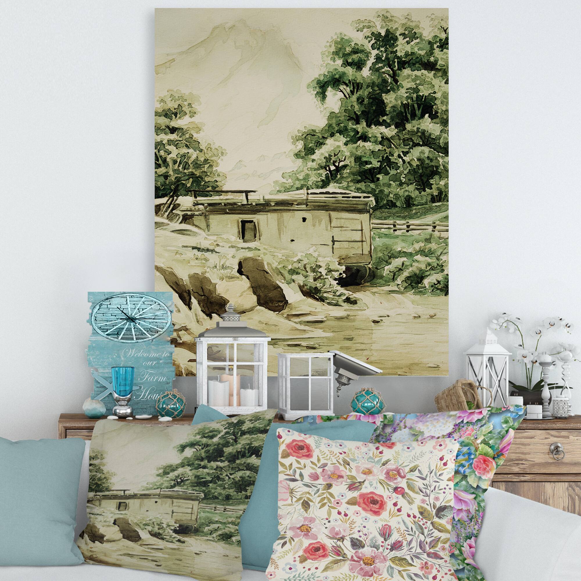 Designart - Cabin In The Mountains - Cabin &#x26; Lodge Canvas Wall Art Print