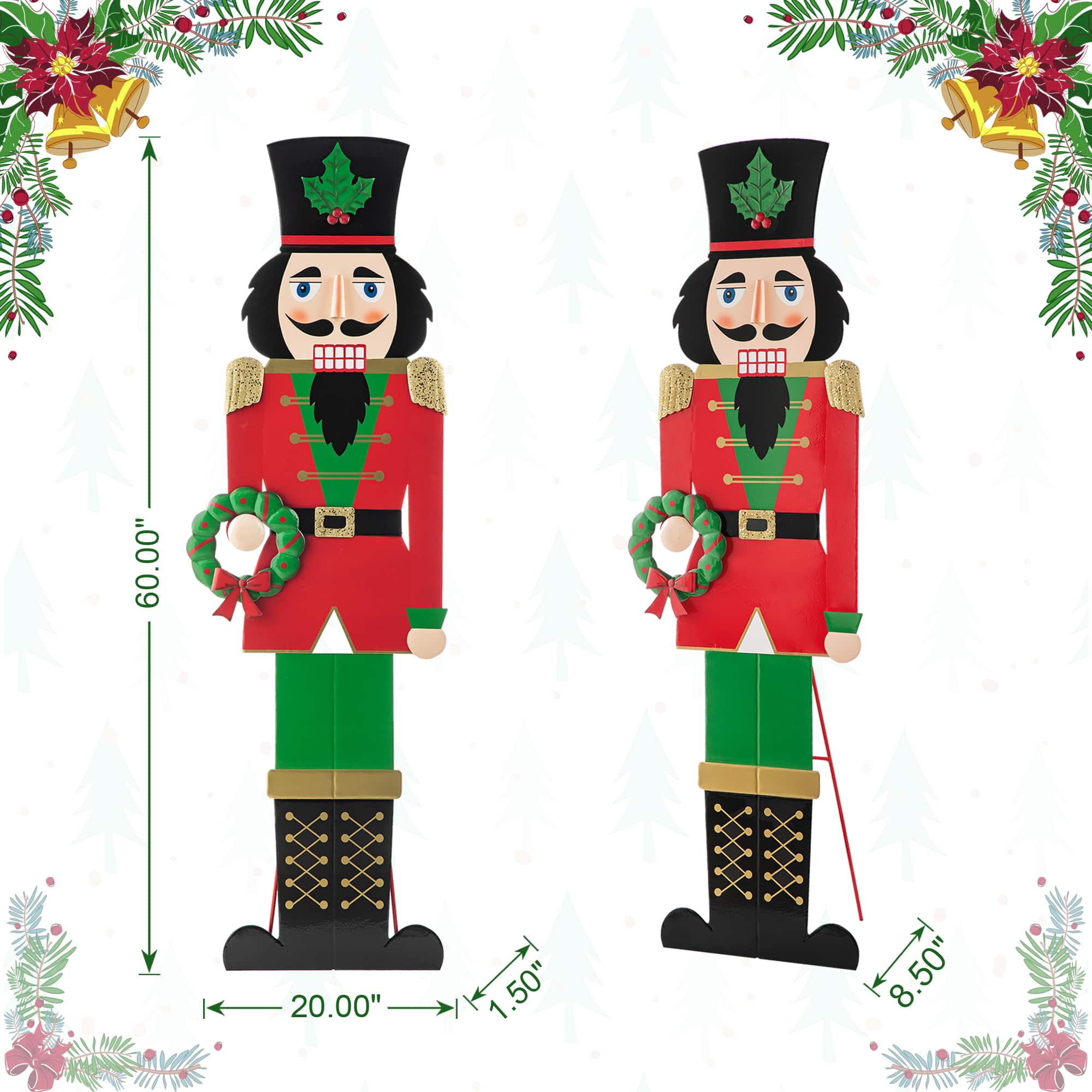 Glitzhome® 60" Metal Nutcracker Porch Décor