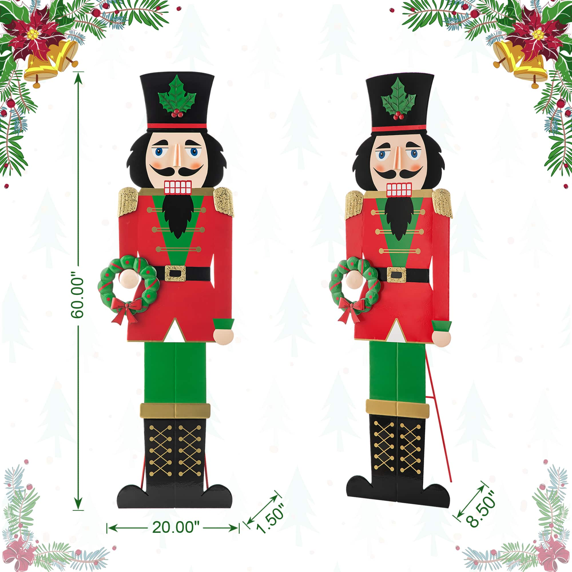 Glitzhome&#xAE; 60&#x22; Metal Nutcracker Porch D&#xE9;cor