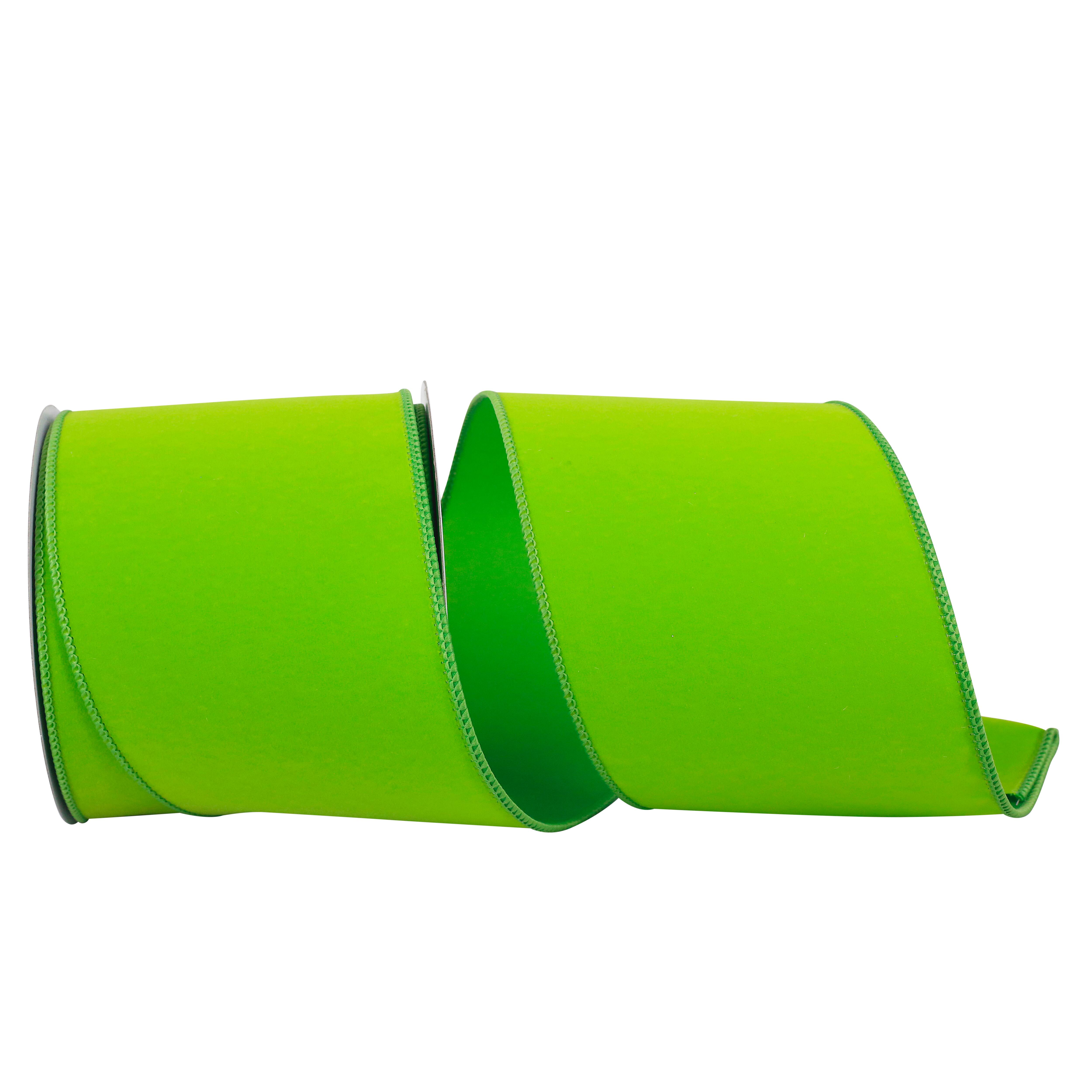 JAM Paper 4" x 10yd. Lime Wired Velvet Ribbon