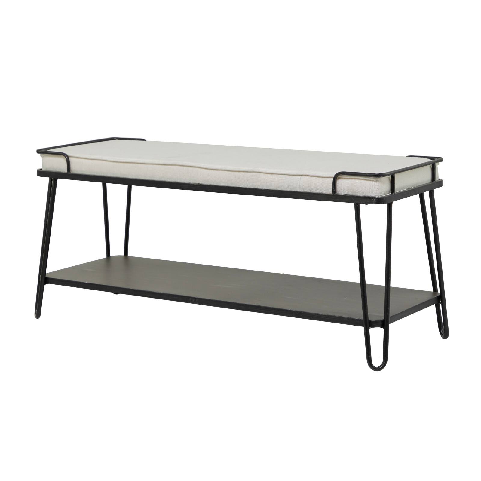 49&#x22; Black Metal Industrial Bench