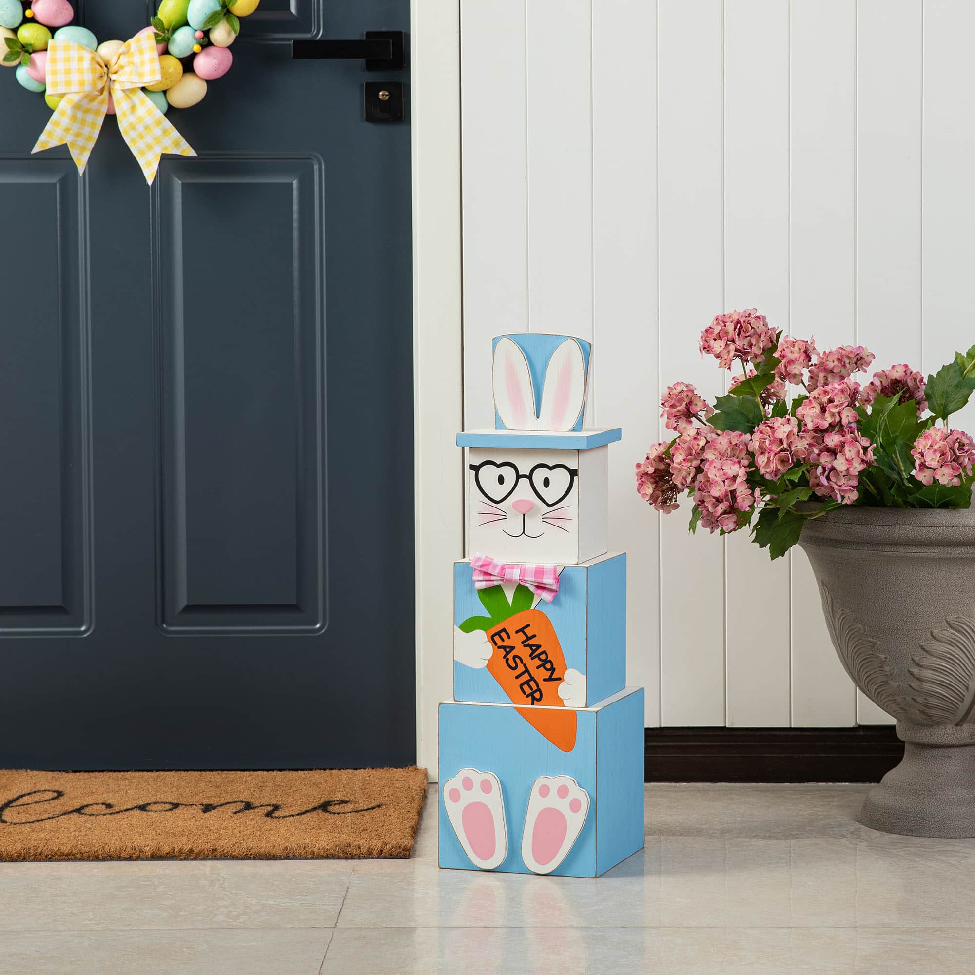 Glitzhome&#xAE; 24&#x22; Wooden Double Sided Easter &#x26; July 4th Porch D&#xE9;cor