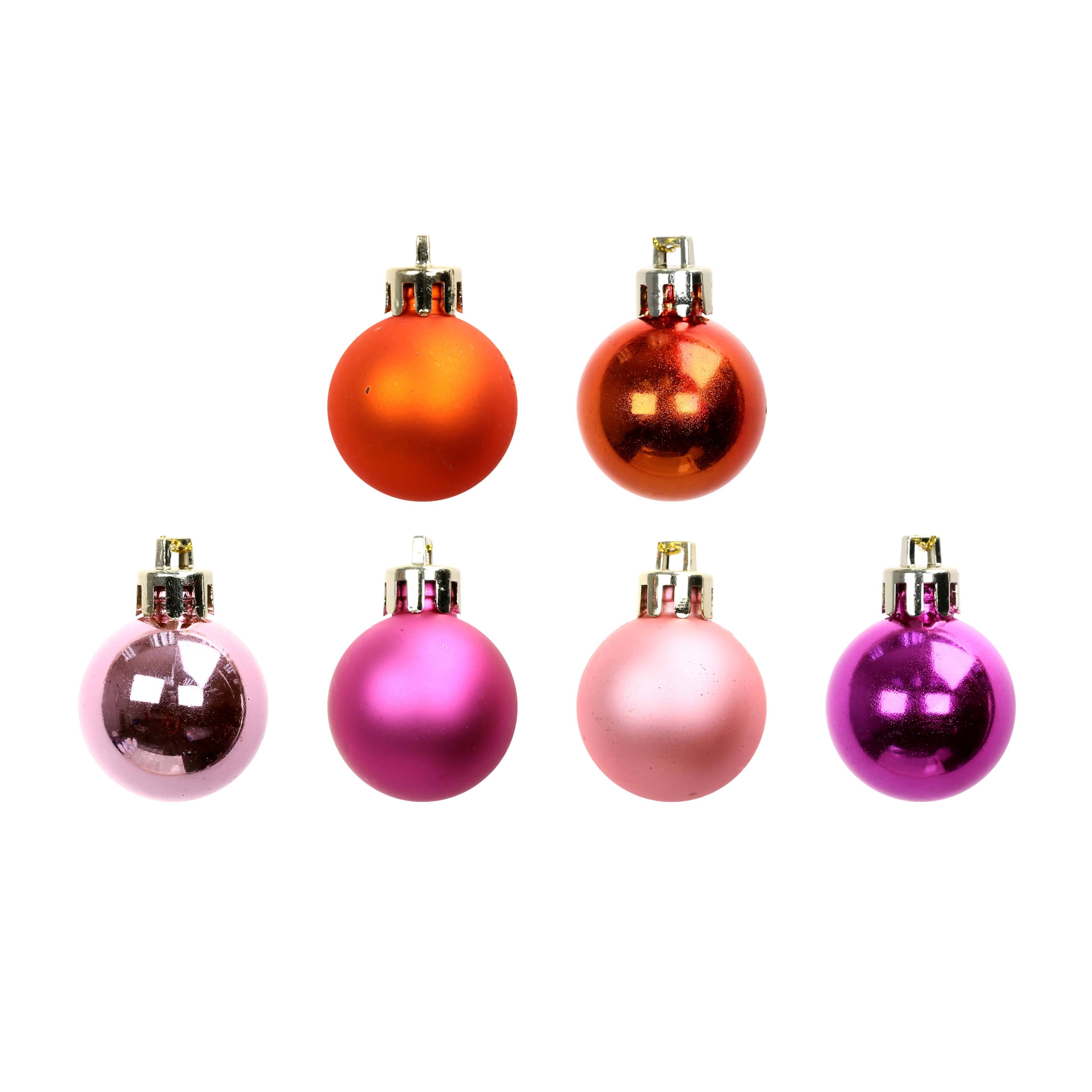 Paquet de 34 boules de No&#xEB;l d&#xE9;coratives roses et orange de 30 mm d&#x27;Ashland