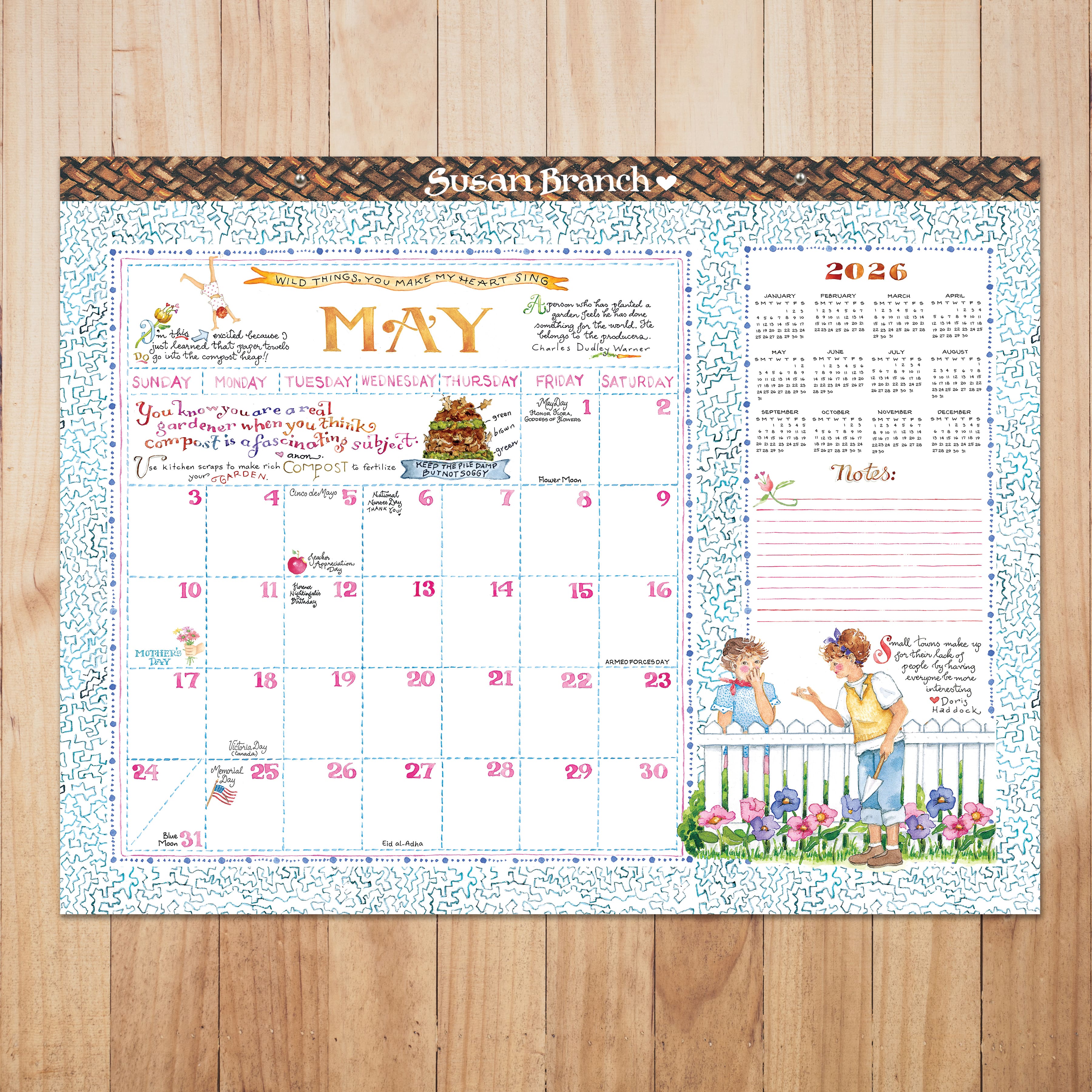 2026 Susan Branch Large Desk Pad Monthly Blotter Calendar