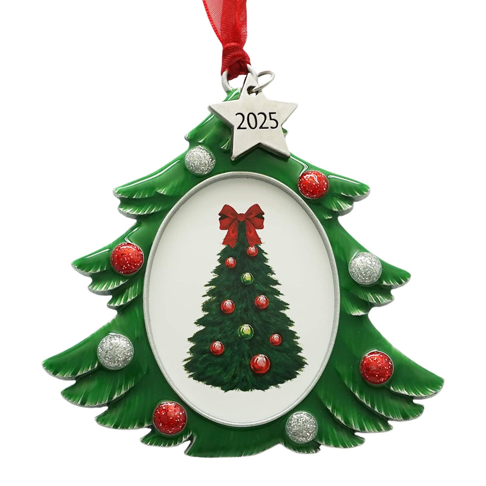 1.75&#x22; x 2.25&#x22; Christmas Tree 2025 Metal Ornament Frame by Studio D&#xE9;cor&#xAE;