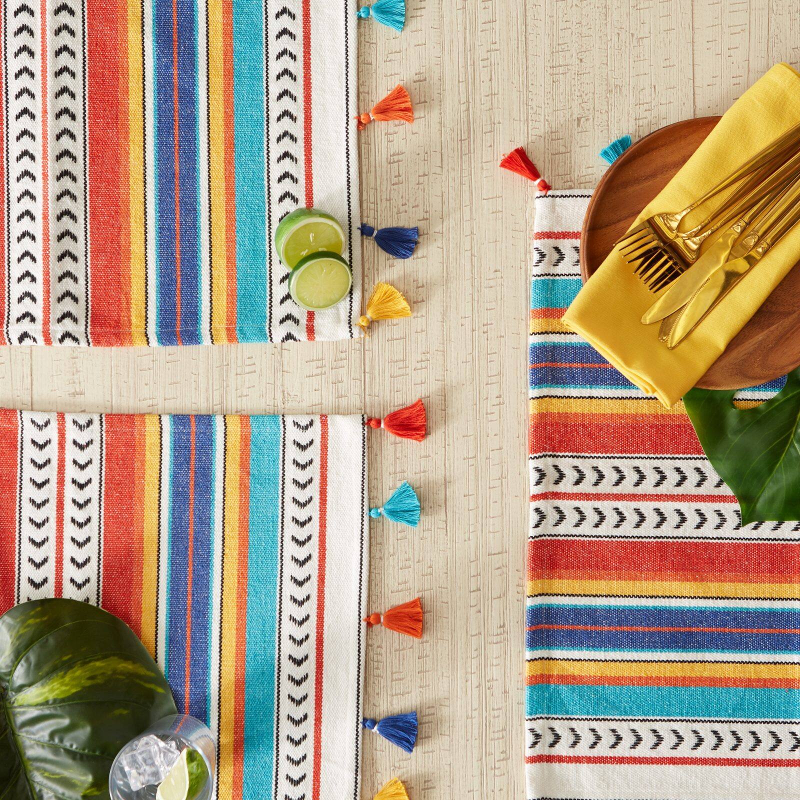 DII® Picante Stripe Tassel Placemats, 6ct.