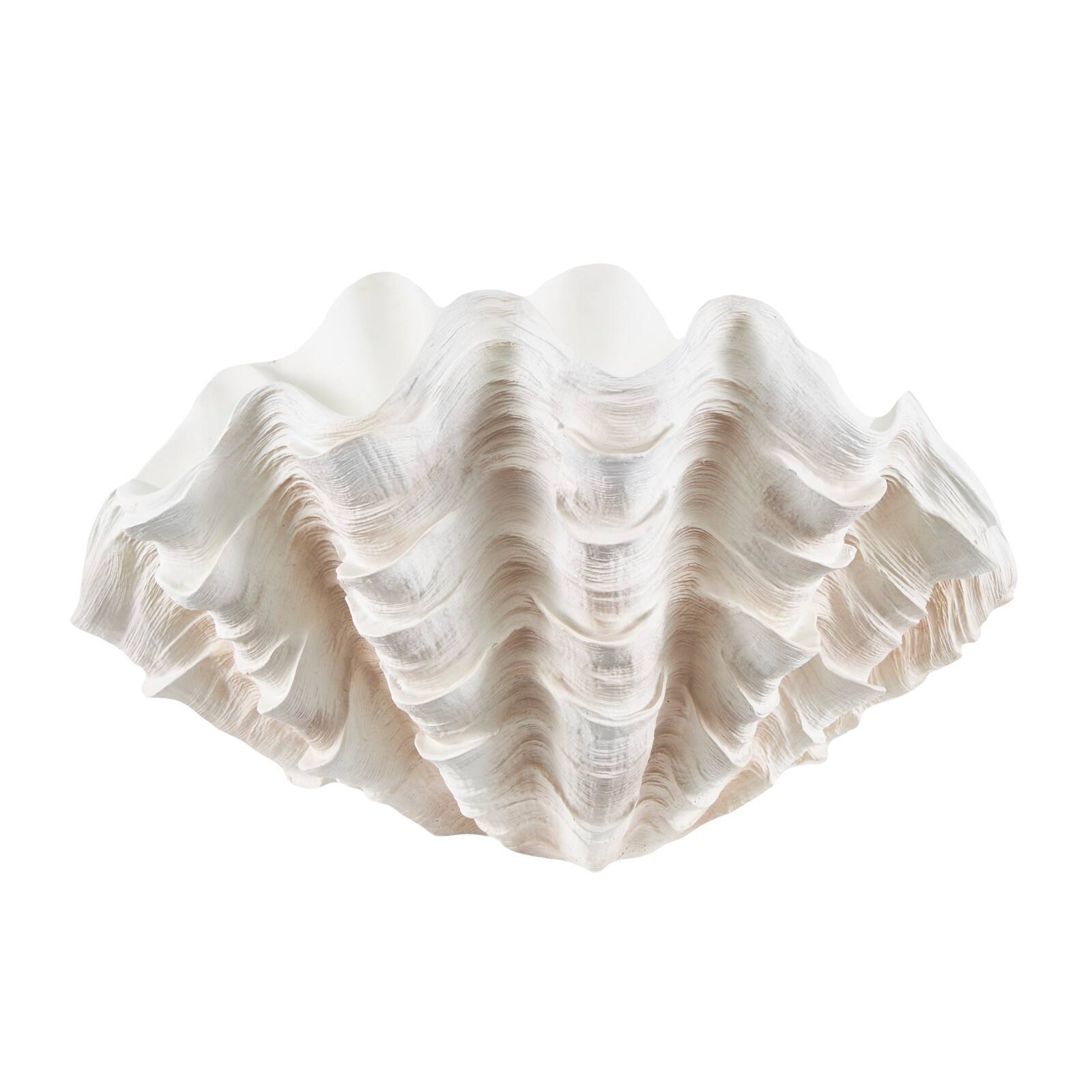 19" Cream Resin Shell Textured Sculpture