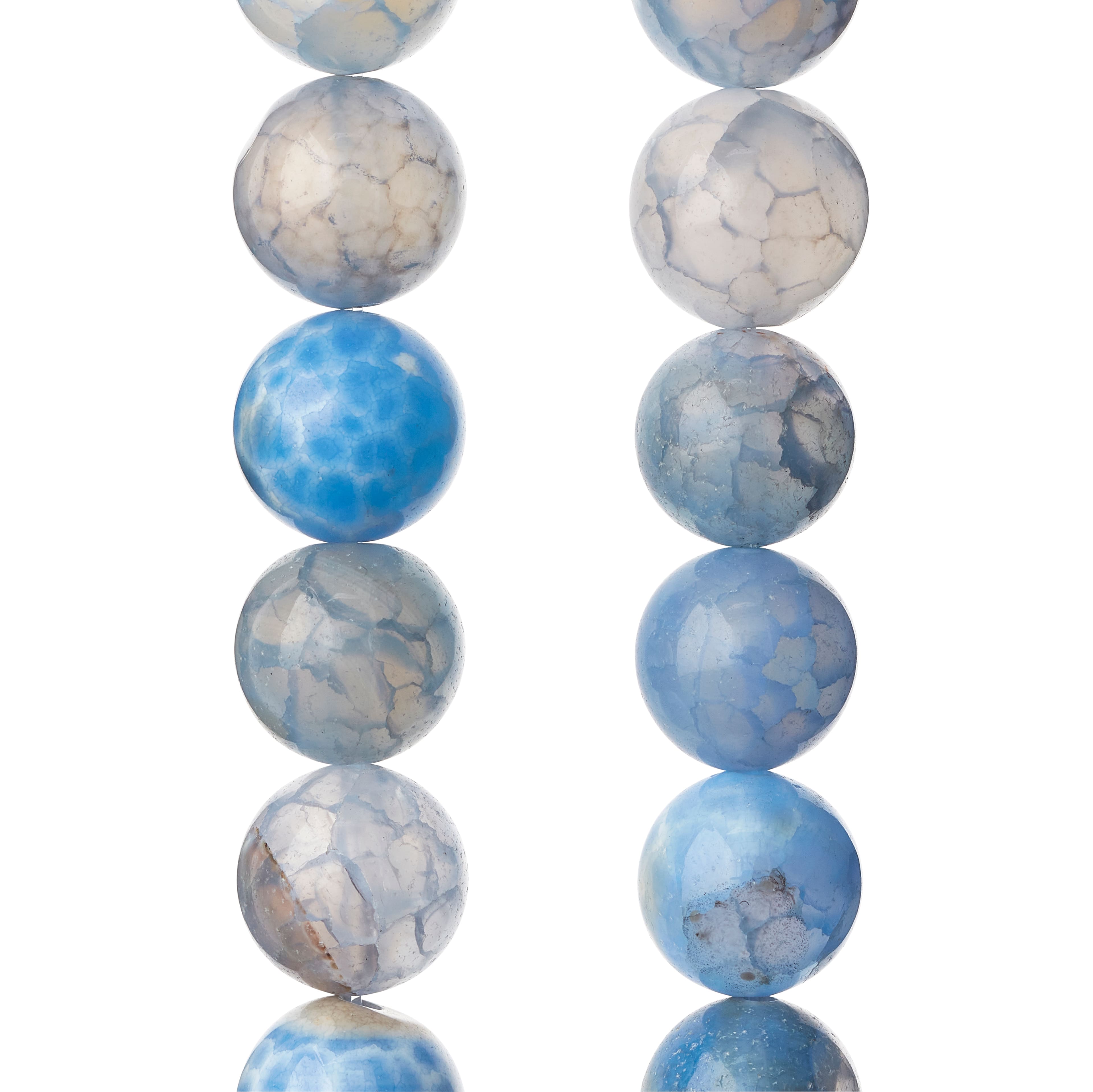 12 Pack: Blue Crackle Agate Round Beads, 10mm by Bead Landing™