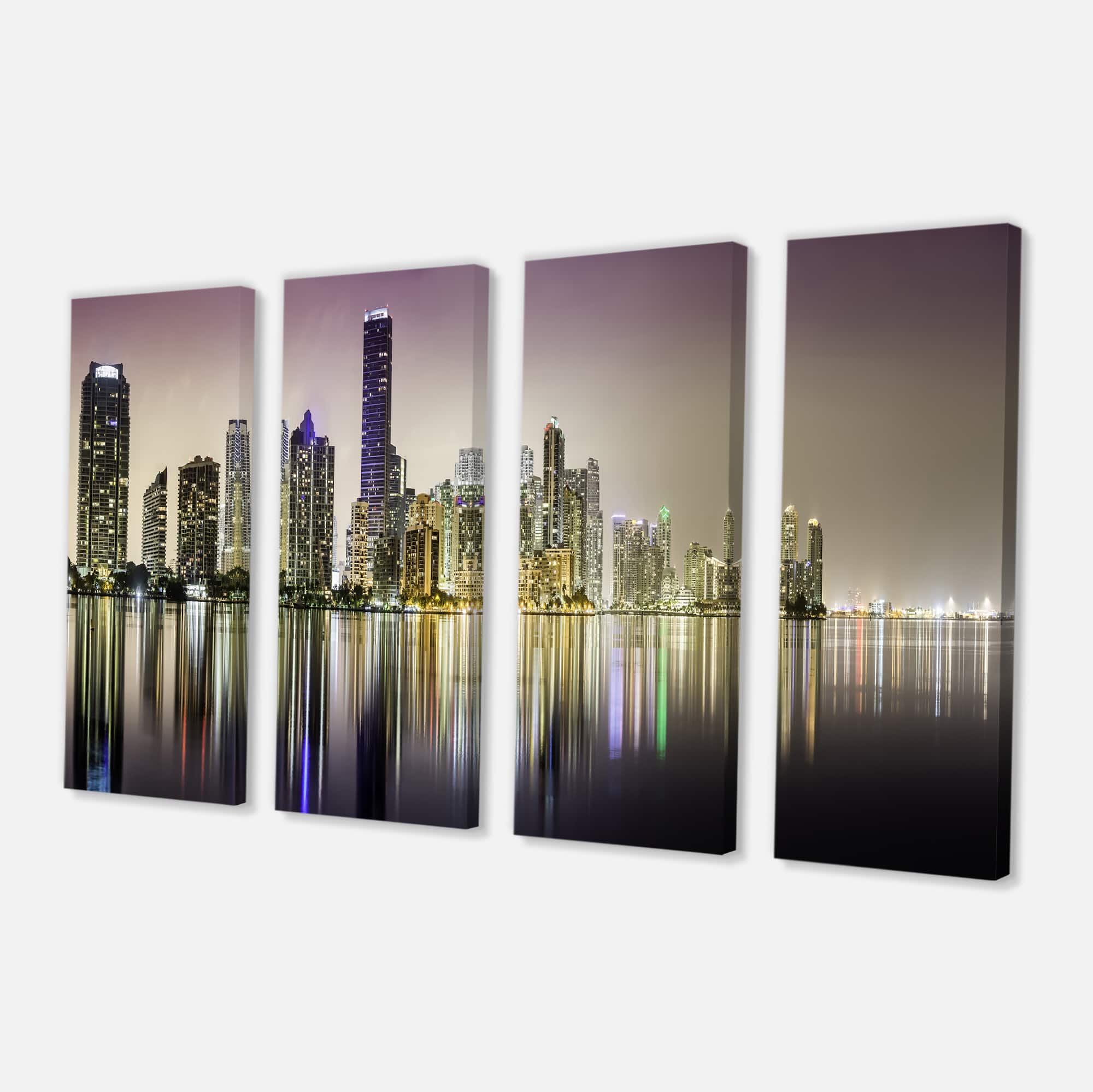 Designart - Miami Downtown Night Panorama