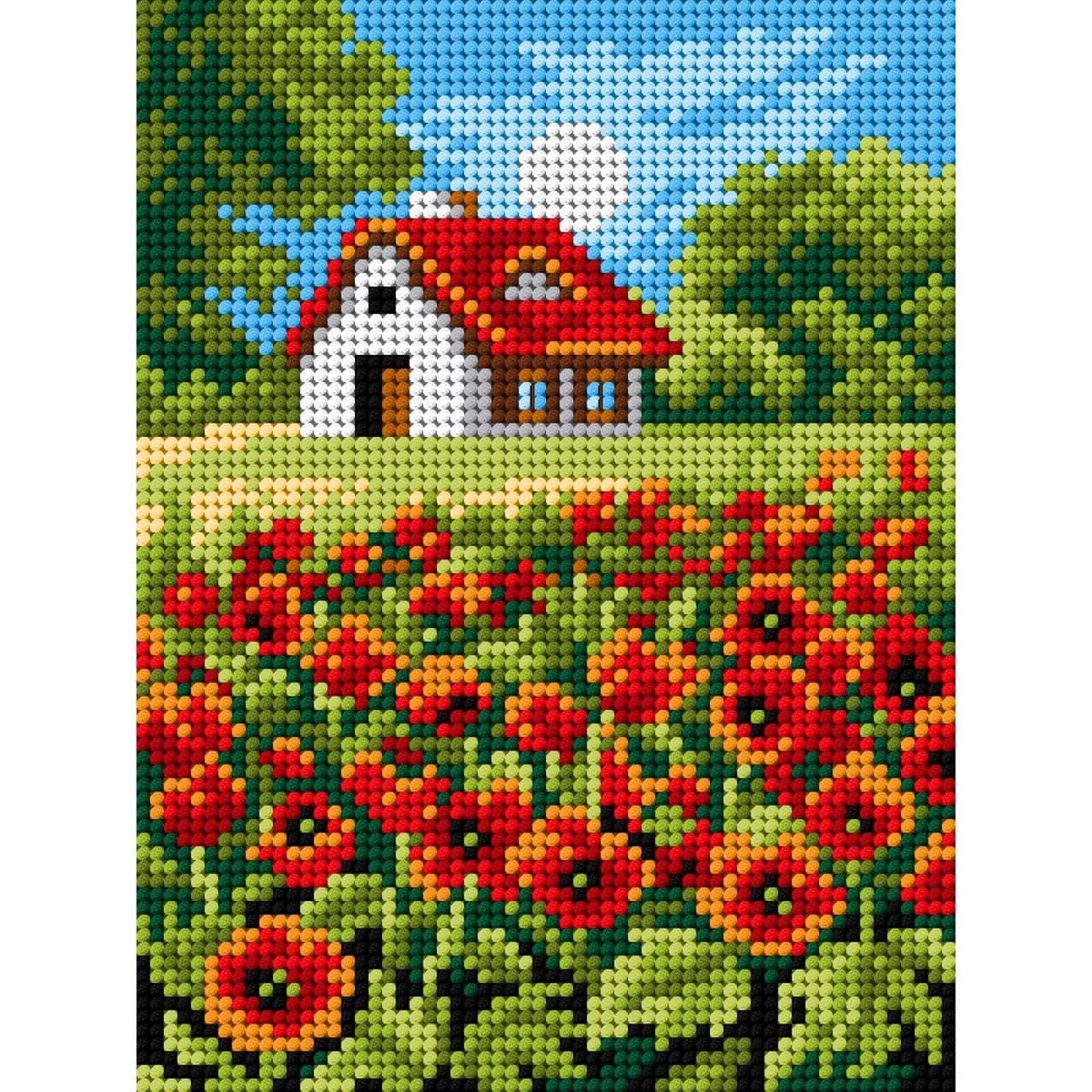 Orchidea Needlepoint Canvas For Halfstitch Without Yarn Poppies - Printed Tapestry Canvas