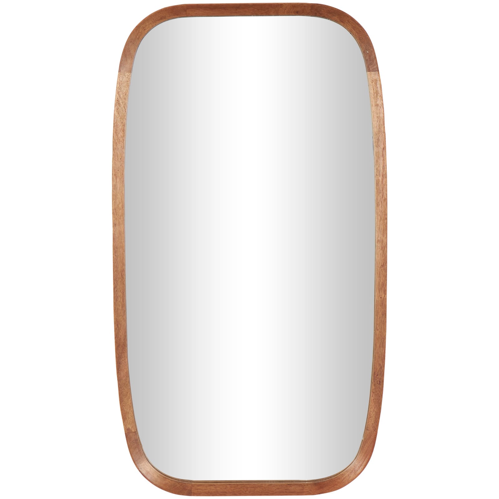40&#x22; Brown Simplistic Wooden Wall Mirror with Rounded Edges