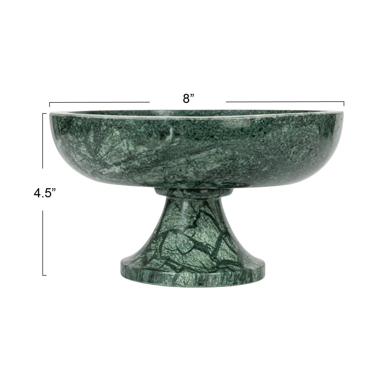 Hello Honey&#xAE; 8&#x22; Green Marble Footed Pedestal Bowl