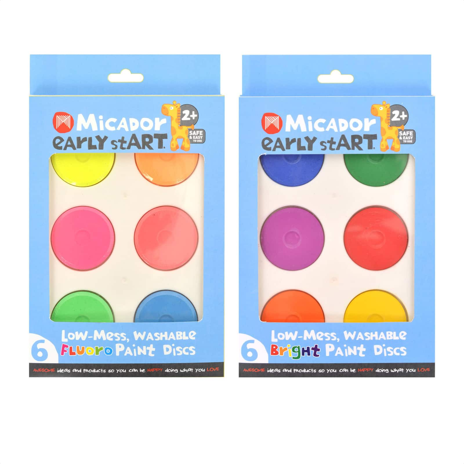 6 Packs: 6 ct. (36 total) Micador Early stART Low-Mess Washable Fluorescent Paint Disc Set