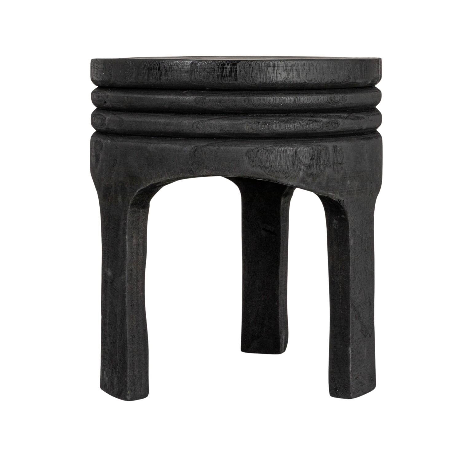Hello Honey&#xAE; 15.8&#x22; Round Paulownia Wood Carved Stool