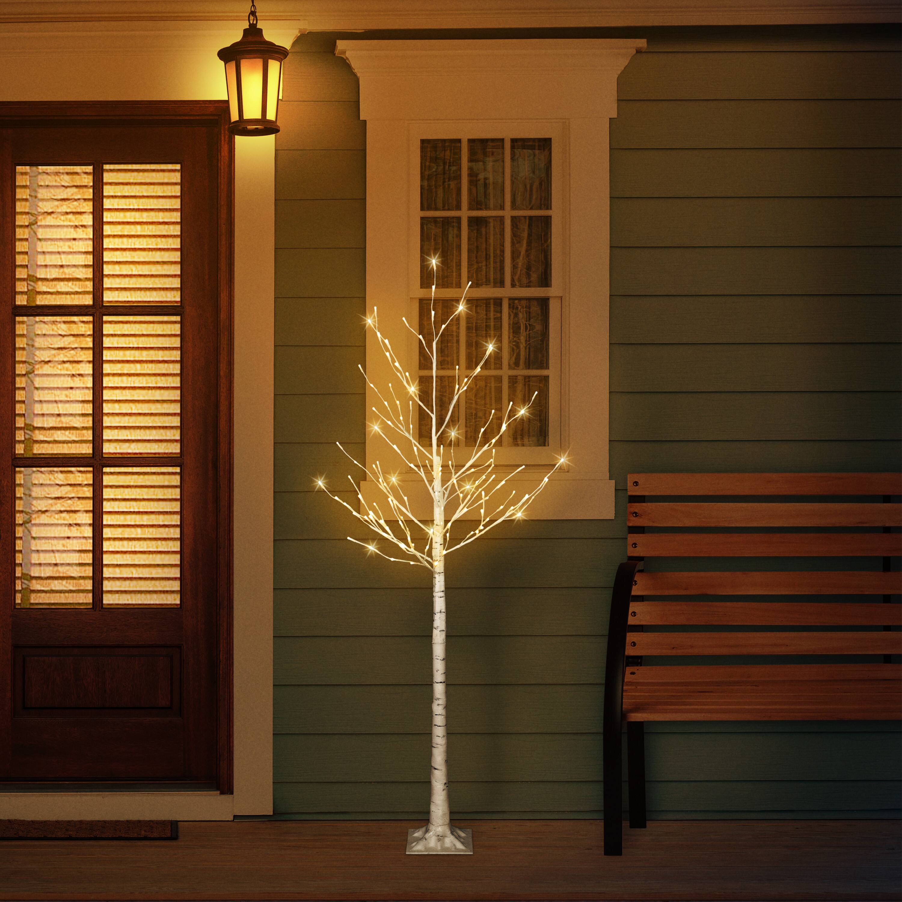 6ft. Pre-Lit White Artificial Twig Tree, Warm White LED Lights