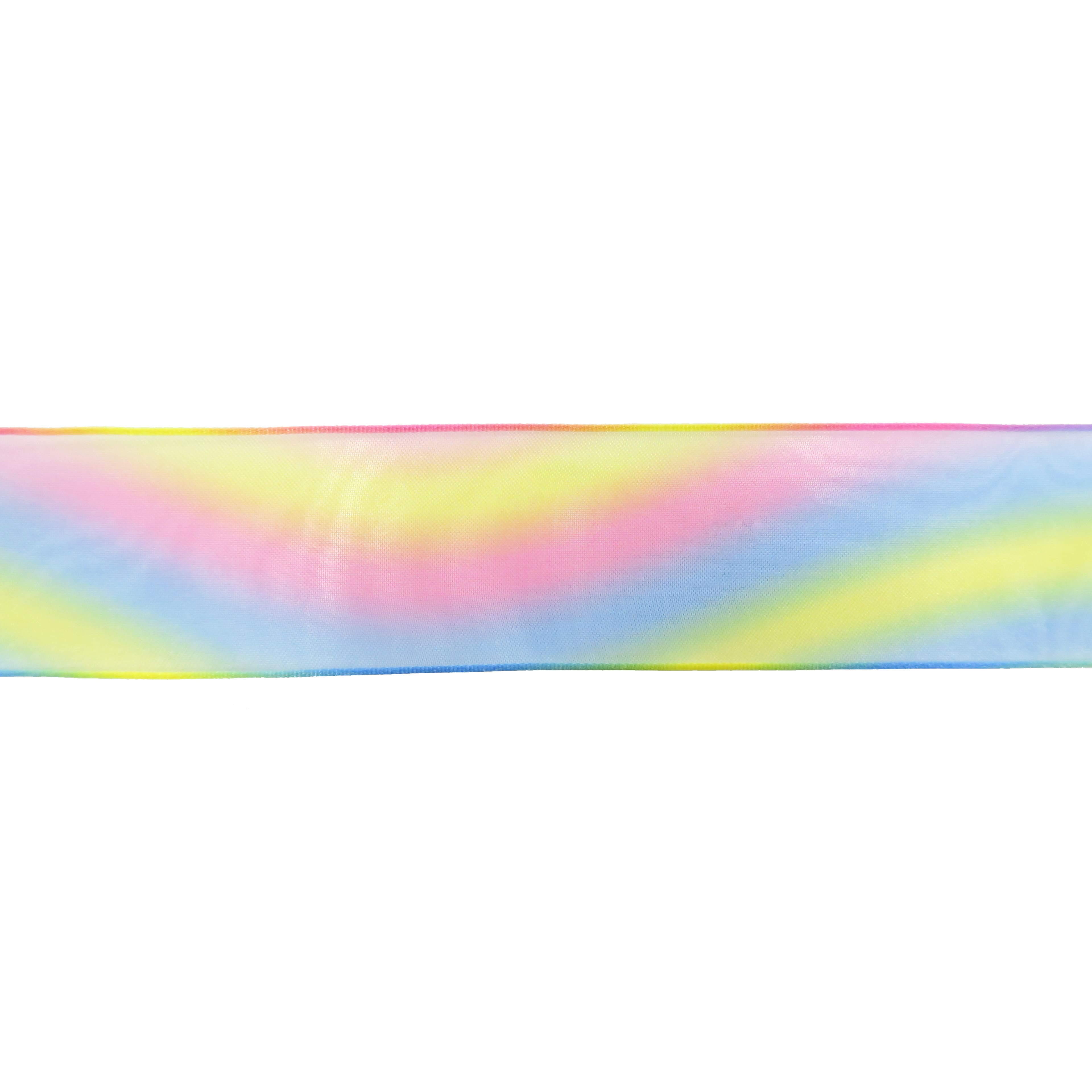 1.5 Sheer Wired Rainbow Striped Ribbon by Celebrate It™ 360