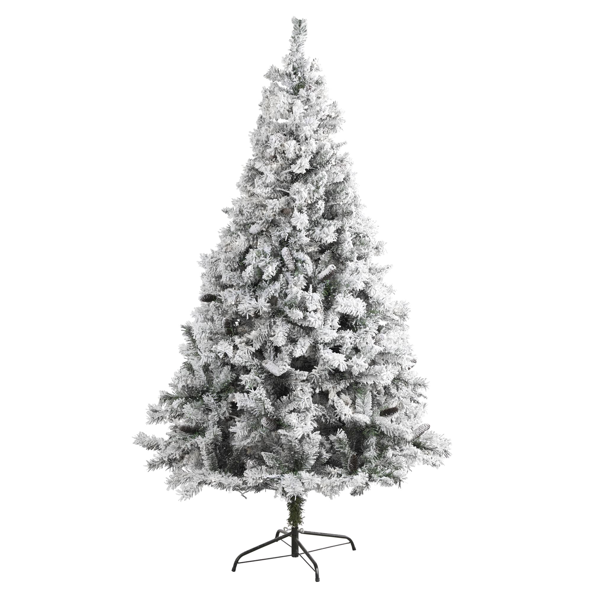 7ft. Unlit Flocked White River Mountain Pine &#x26; Pinecones Artificial Christmas Tree