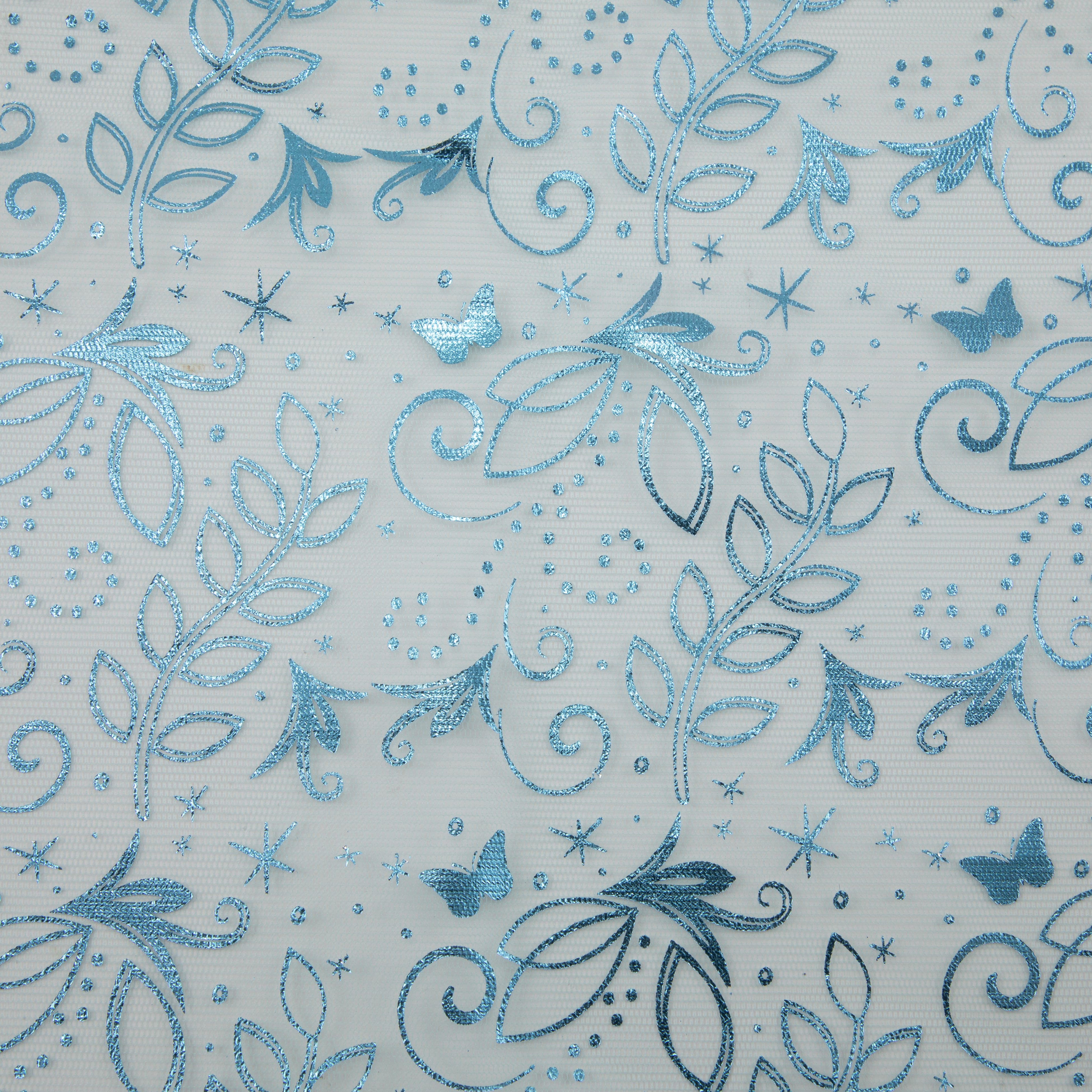 Light Blue Butterfly Mesh Polyester Fabric