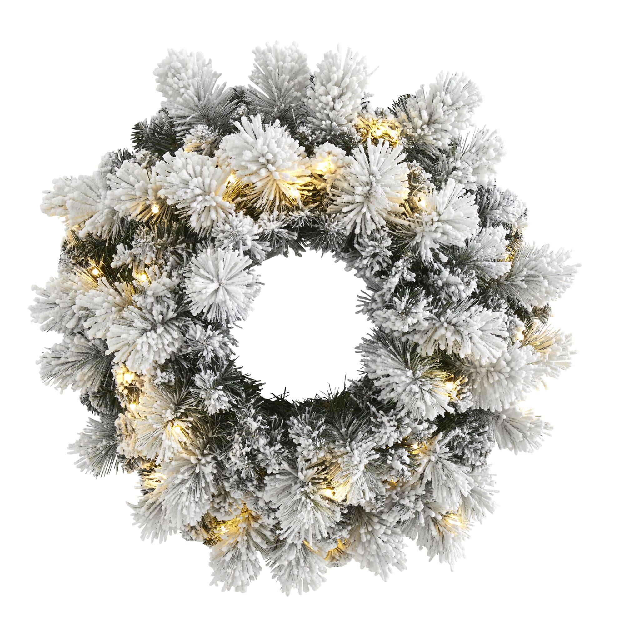 24&#x22; LED Flocked Christmas Wreath