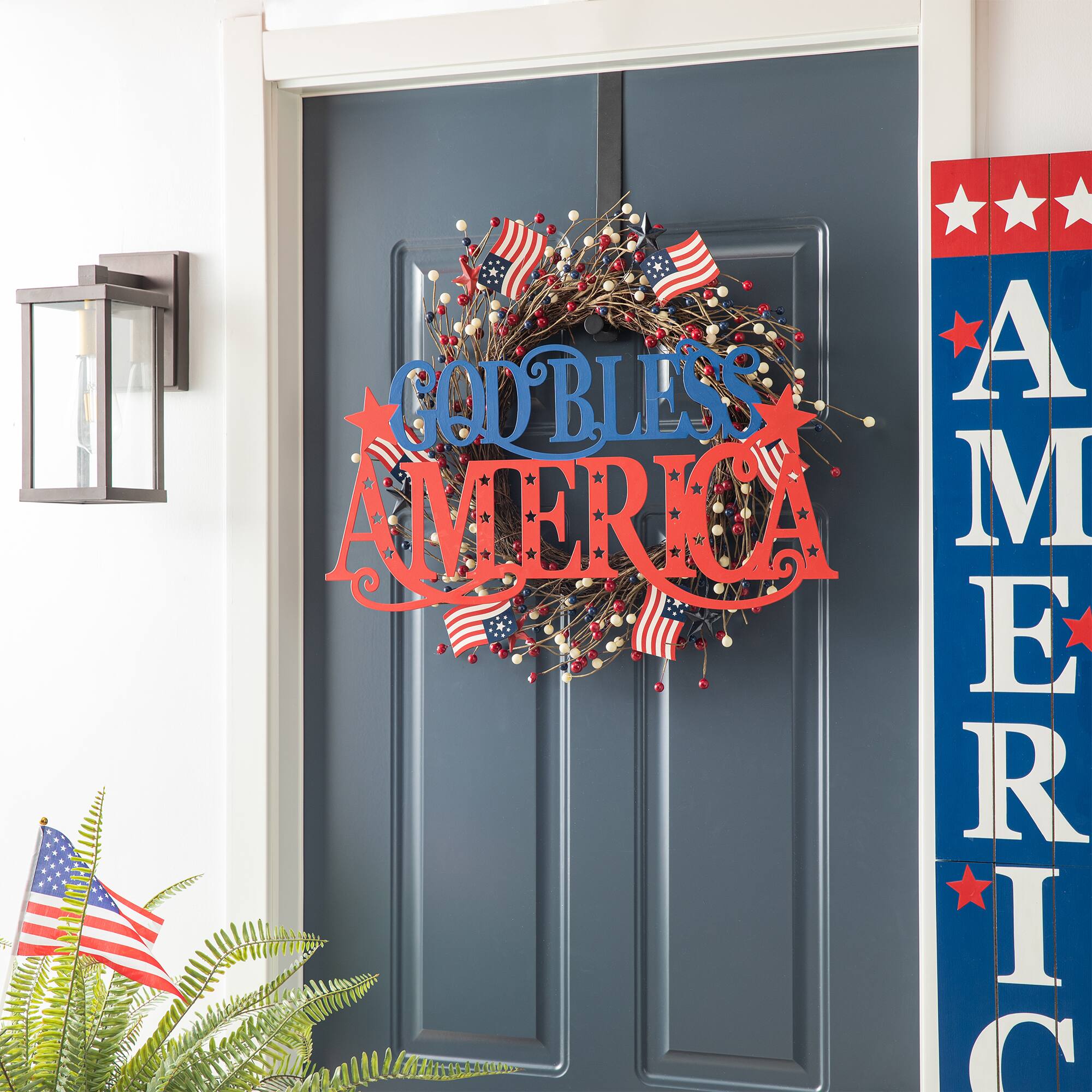 Glitzhome&#xAE; 24&#x22; Patriotic God Bless America Wall D&#xE9;cor