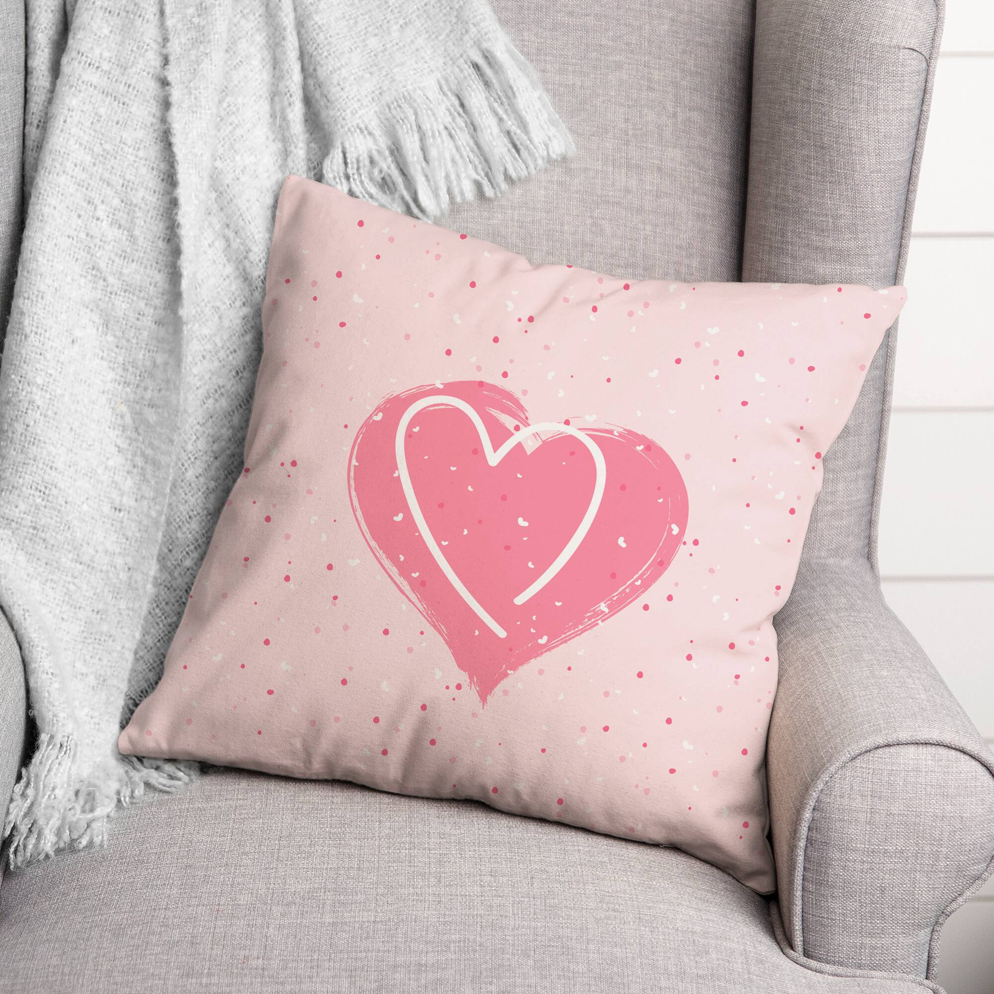 Speckled Heart Pattern 18&#x22; x 18&#x22; Indoor / Outdoor Pillow