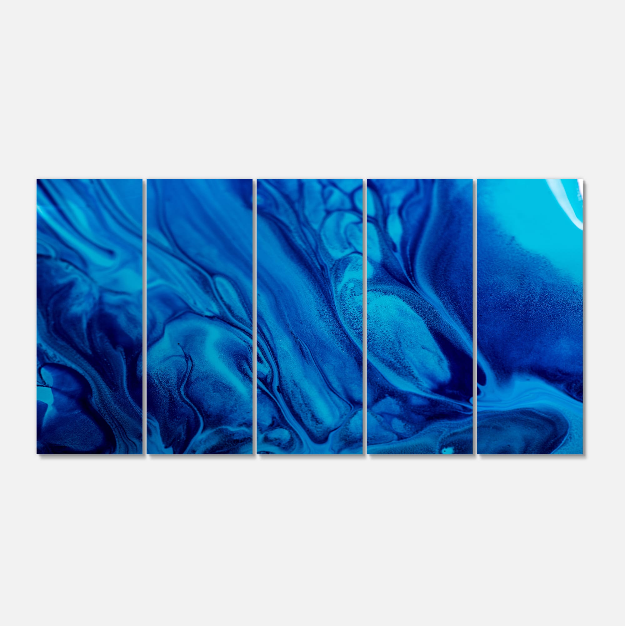 Designart - Dark Blue Abstract Acrylic Paint Mix - Abstract Art on Canvas
