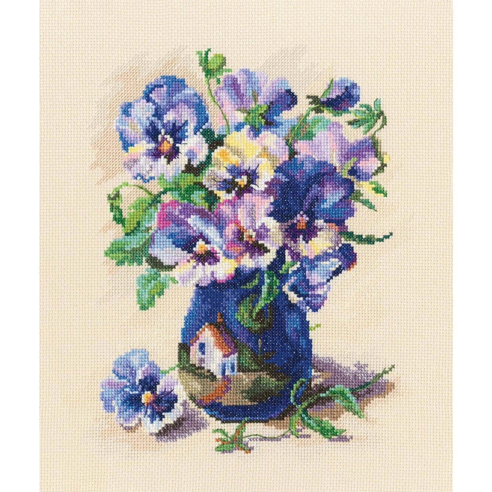 RTO Cross-stitch Kit "Pansies in torquay pottery"