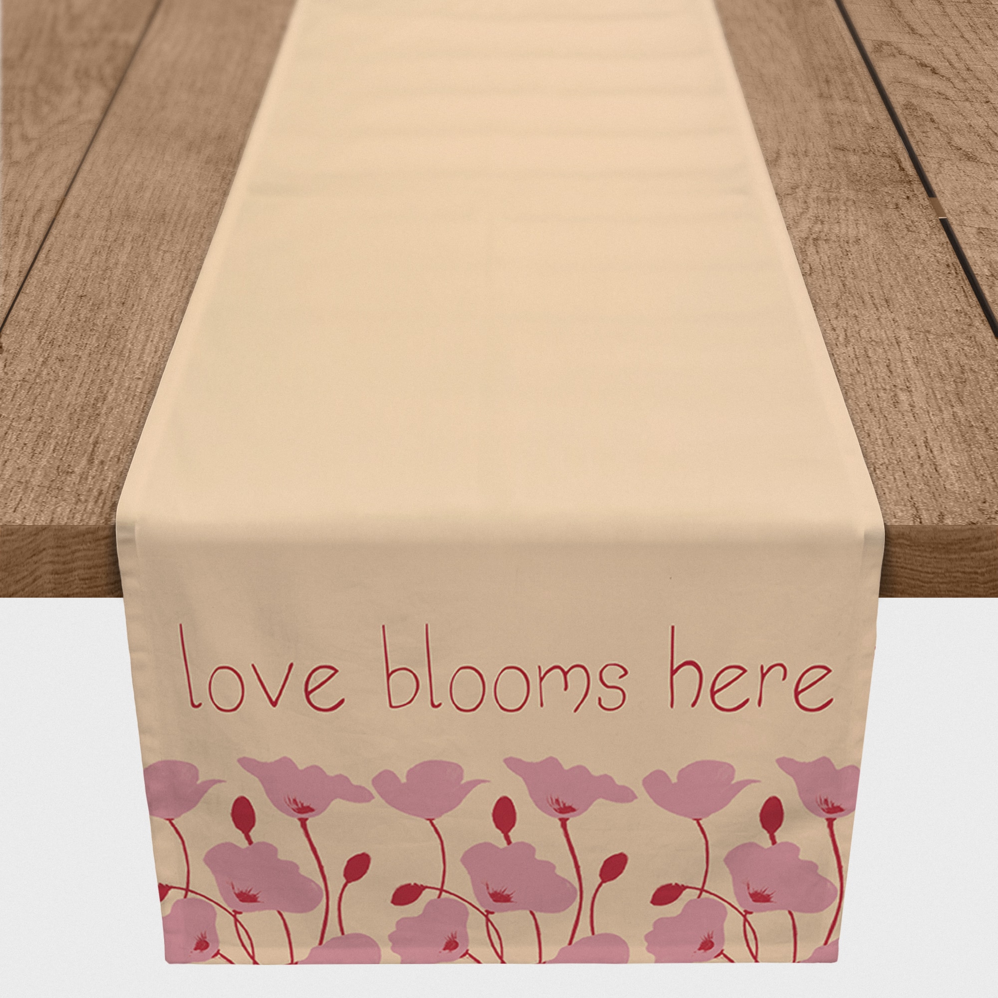Love Blooms Here 16" x 90" Cotton Twill Runner