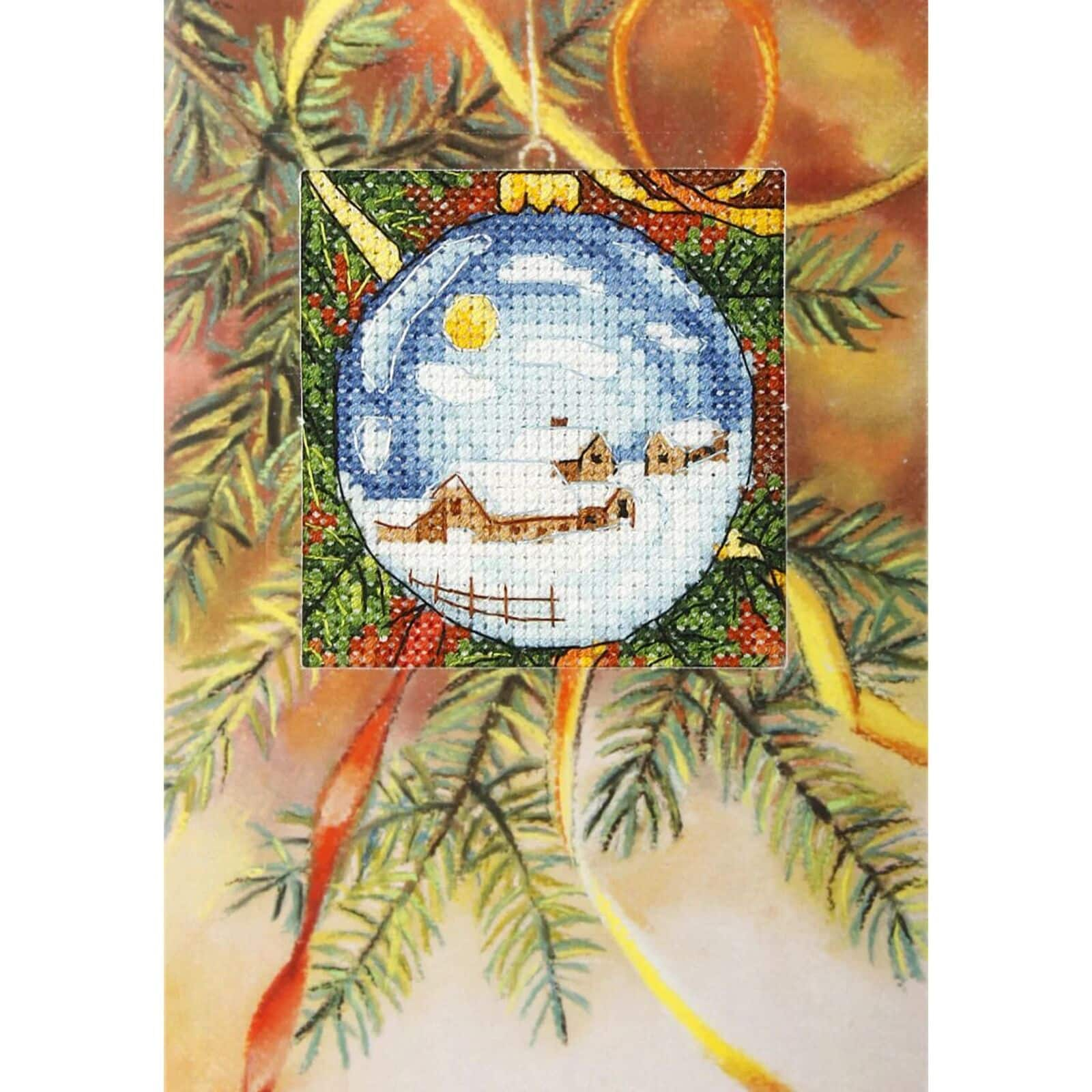 Orchidea Complete Counted Cross Stitch Kit - Greetings Card Christmas Bauble