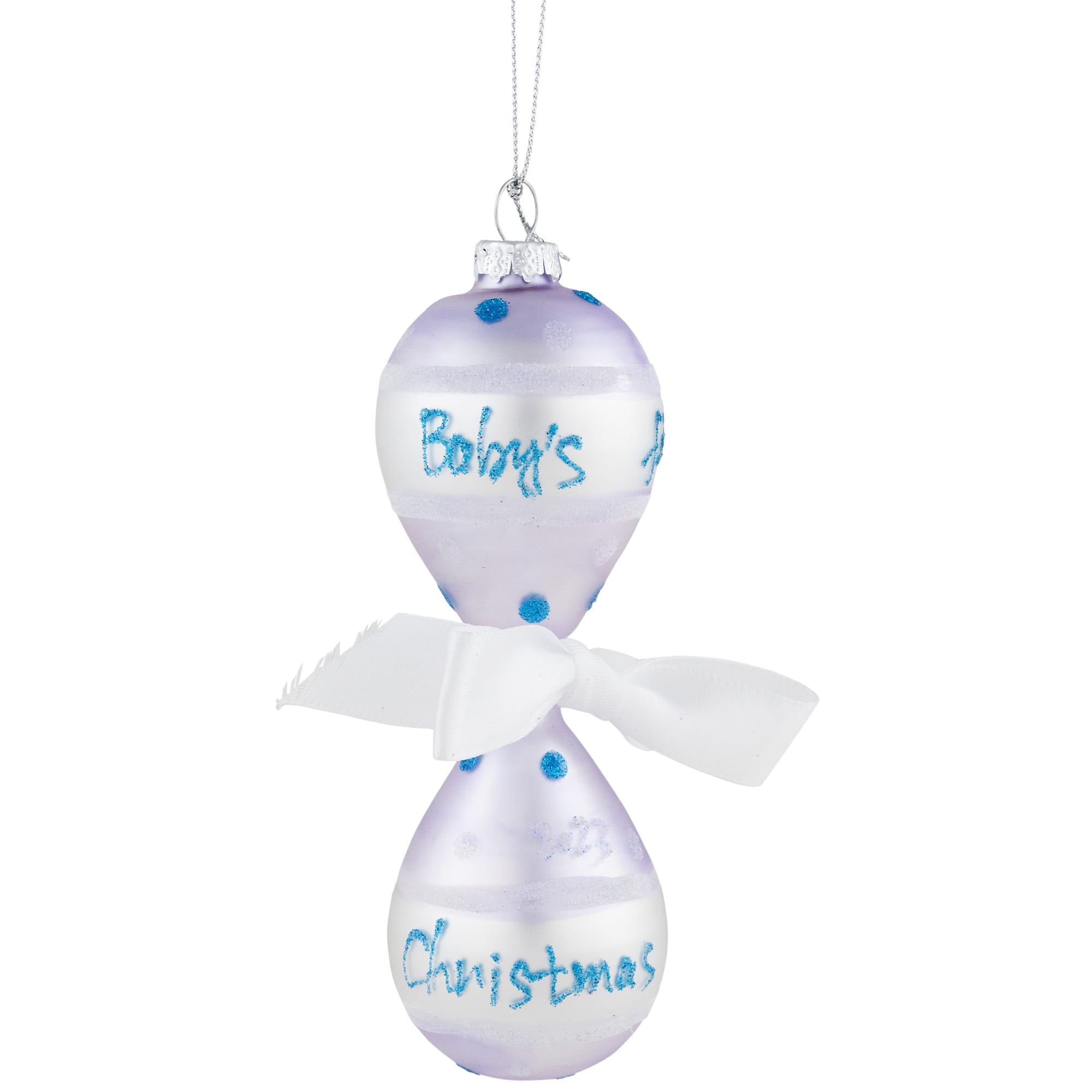 Baby Boy's First Christmas 2023 Glass Ornament - 5"