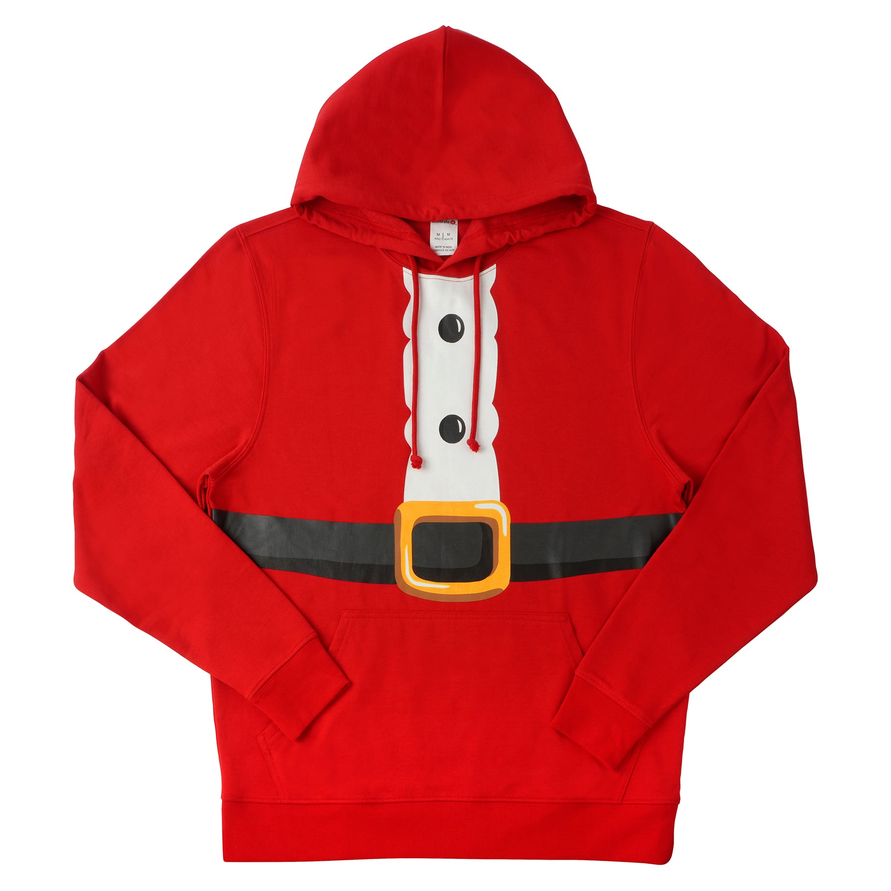 Red Santa Suit Adult Pullover Hooded Sweatshirt by Celebrate It