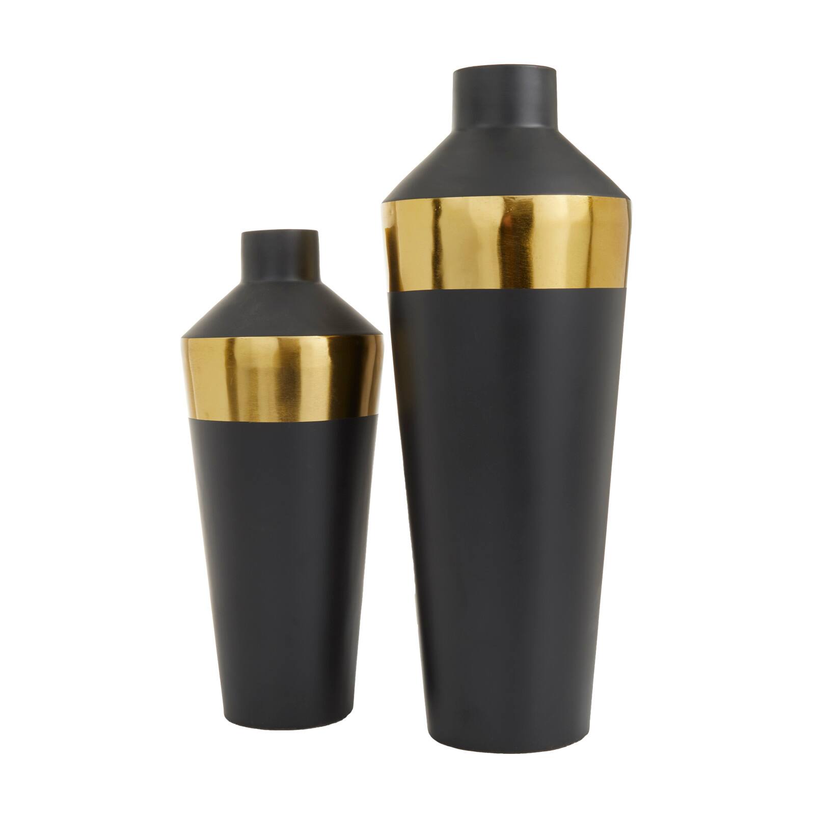 Black Metal Modern Vase, Set of 2&#x22; 20&#x22;, 16&#x22;