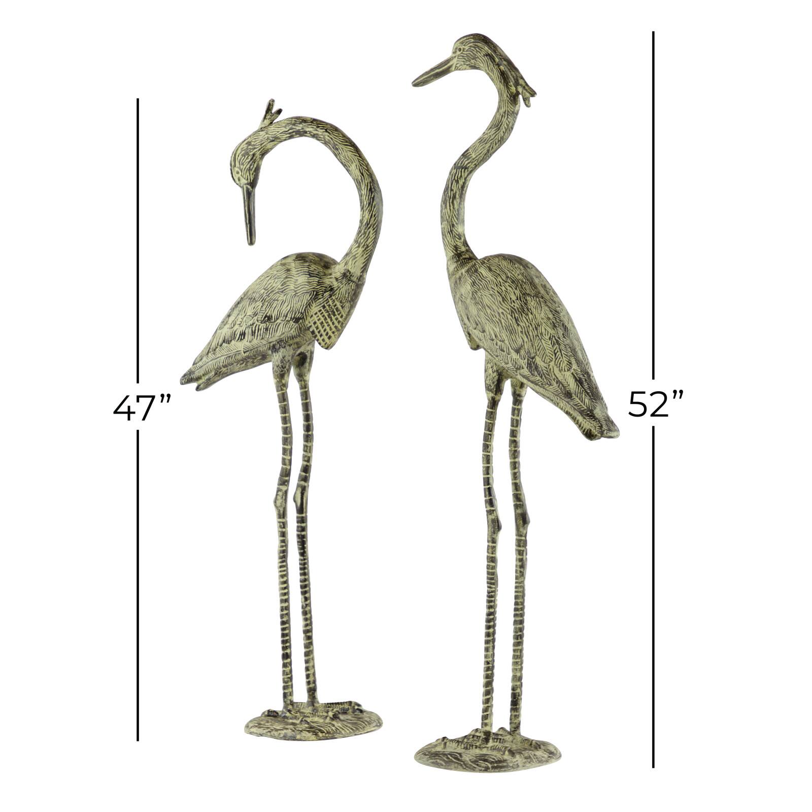 Yellow Aluminum Coastal Bird Garden Sculpture Set