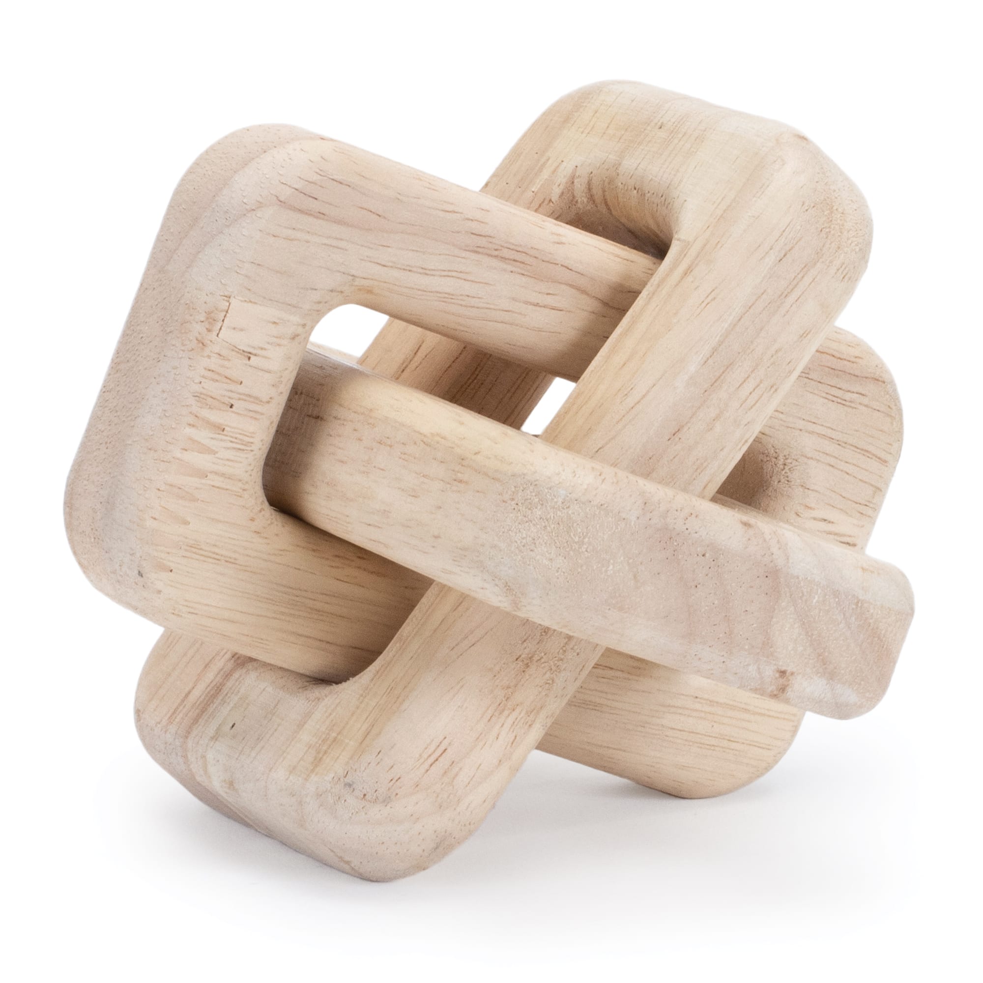 4.5" Oak Wood Square Link Decor Sculptures, 3ct.