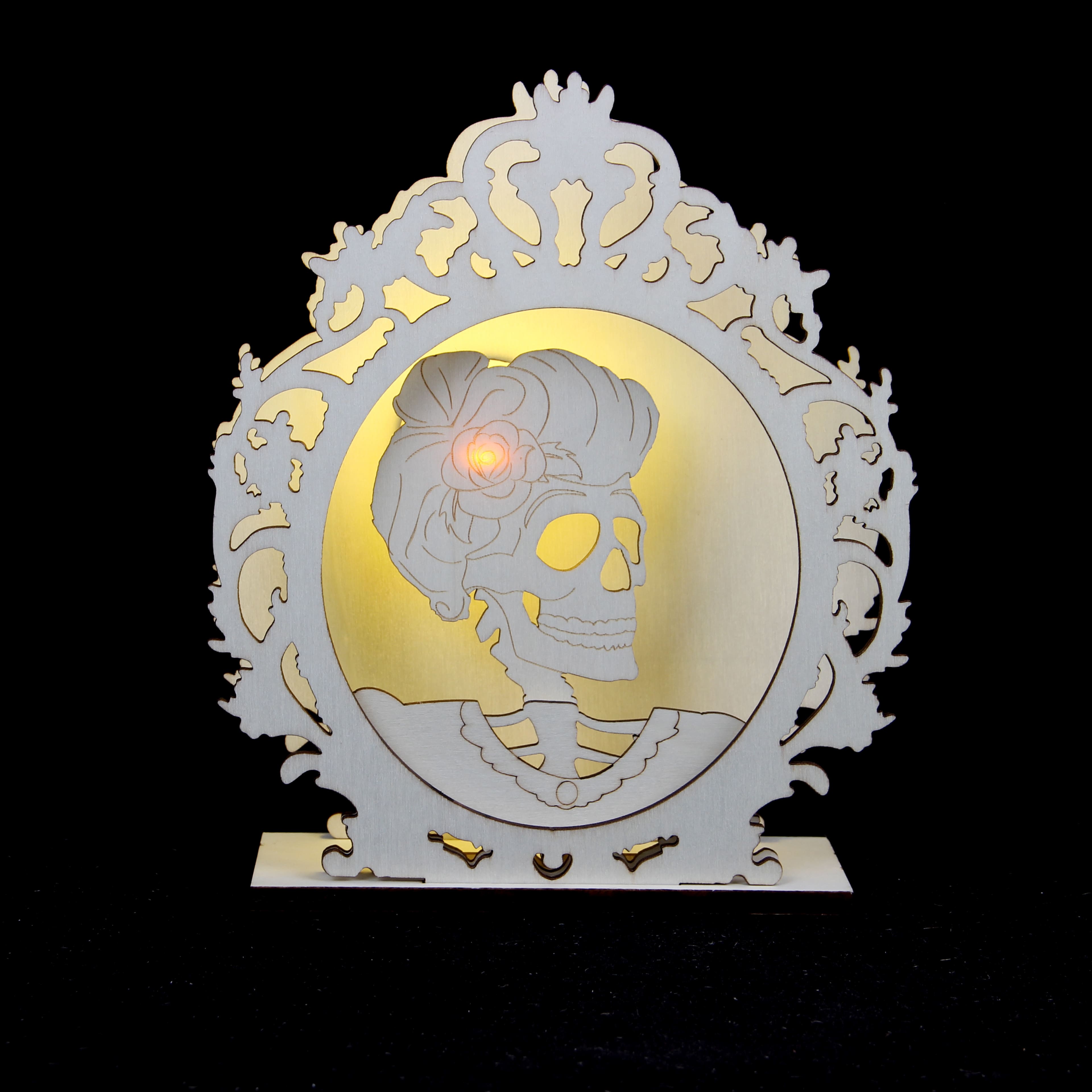 8.25&#x22; Layered Lady Skeleton DIY LED Plywood D&#xE9;cor by Make Market&#xAE;